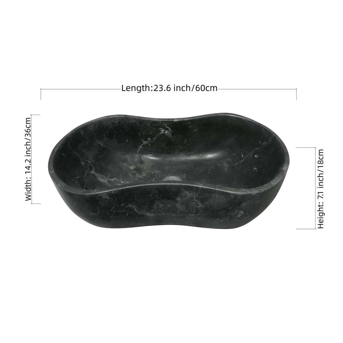 Vessel Sink, Wavy Shape Basin, Vanity Bowl - Dark Gray