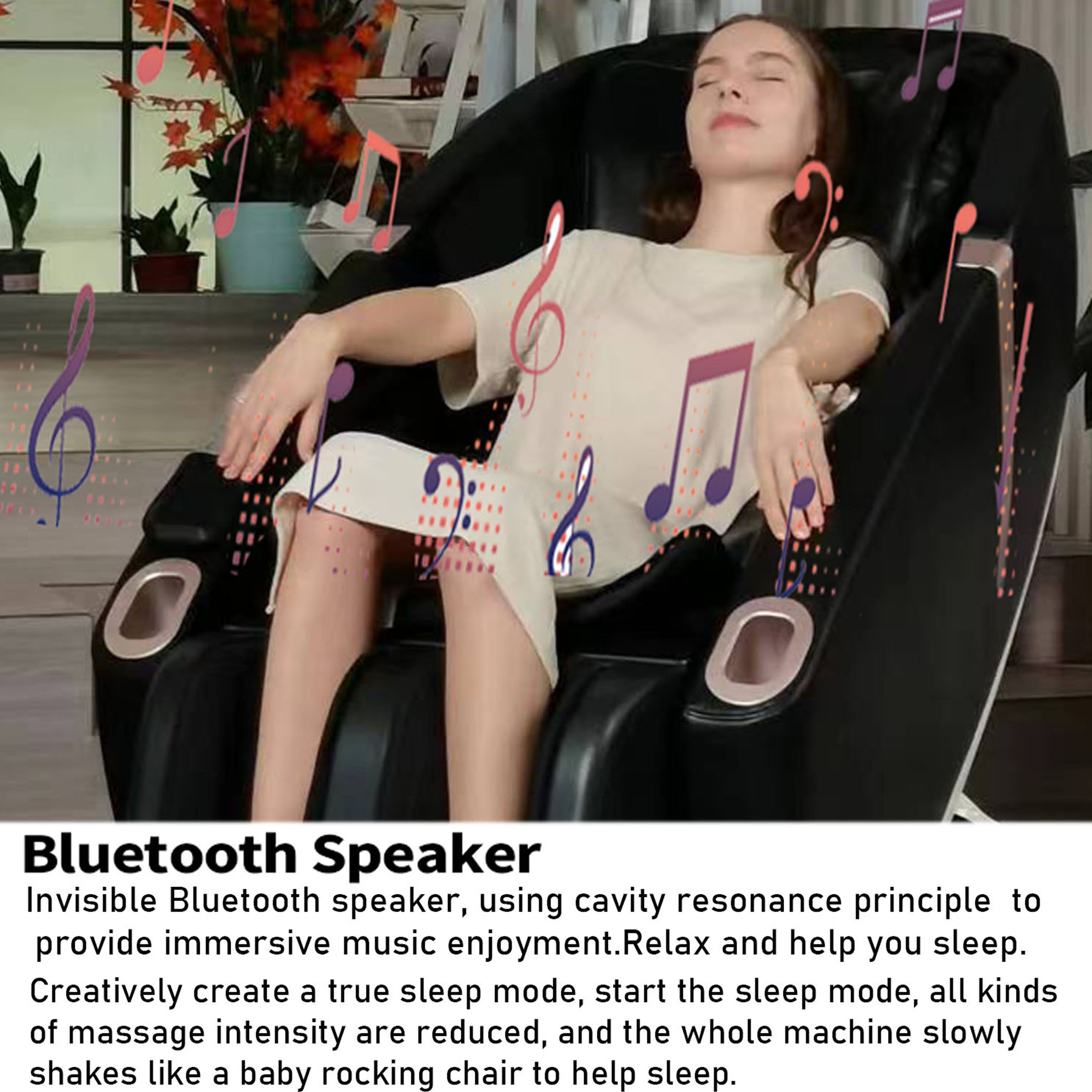 SL Type Pulley Guide, 2D Motor-Massage Manipulator-Space Saver Design, Track Sliding Zero Gravity Multifunction Massage Chair - Black