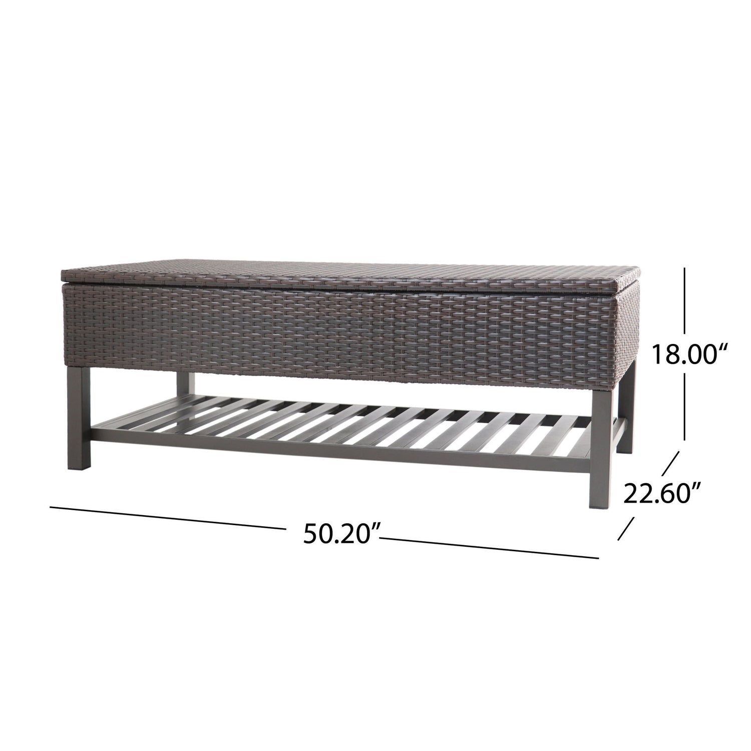 Regent - Storage Bench With Metal Rack - Brown Multi