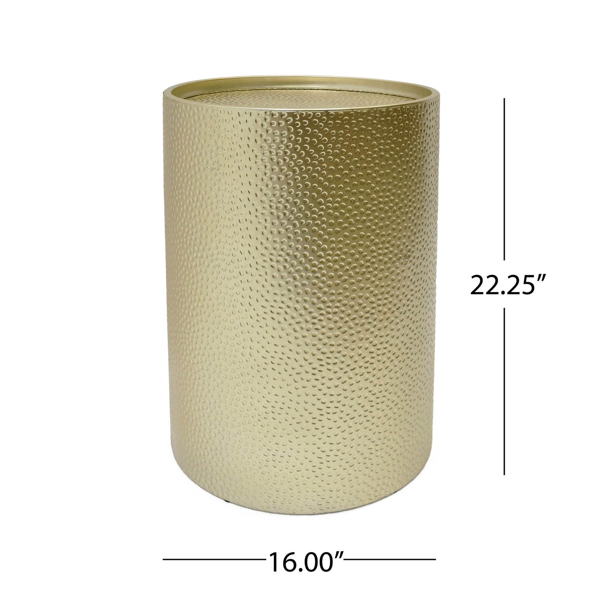 Modern Round Accent Table With Hammered Surface