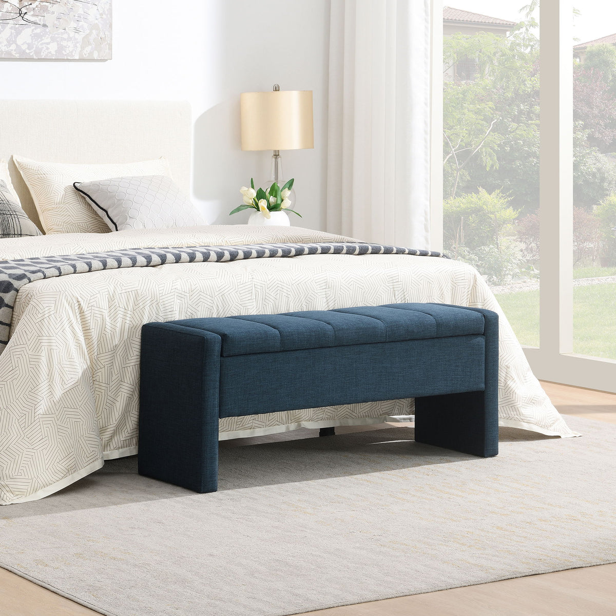 Modern Upholstered Large Bed End Bench With Storage