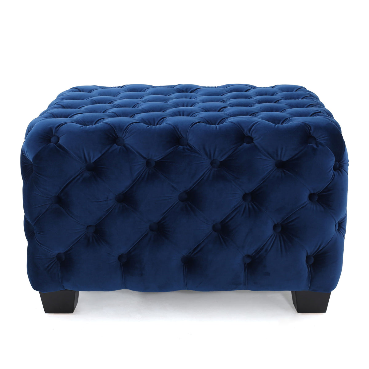 Modern Glam Ottoman With Upholstery And Button Tufted Design