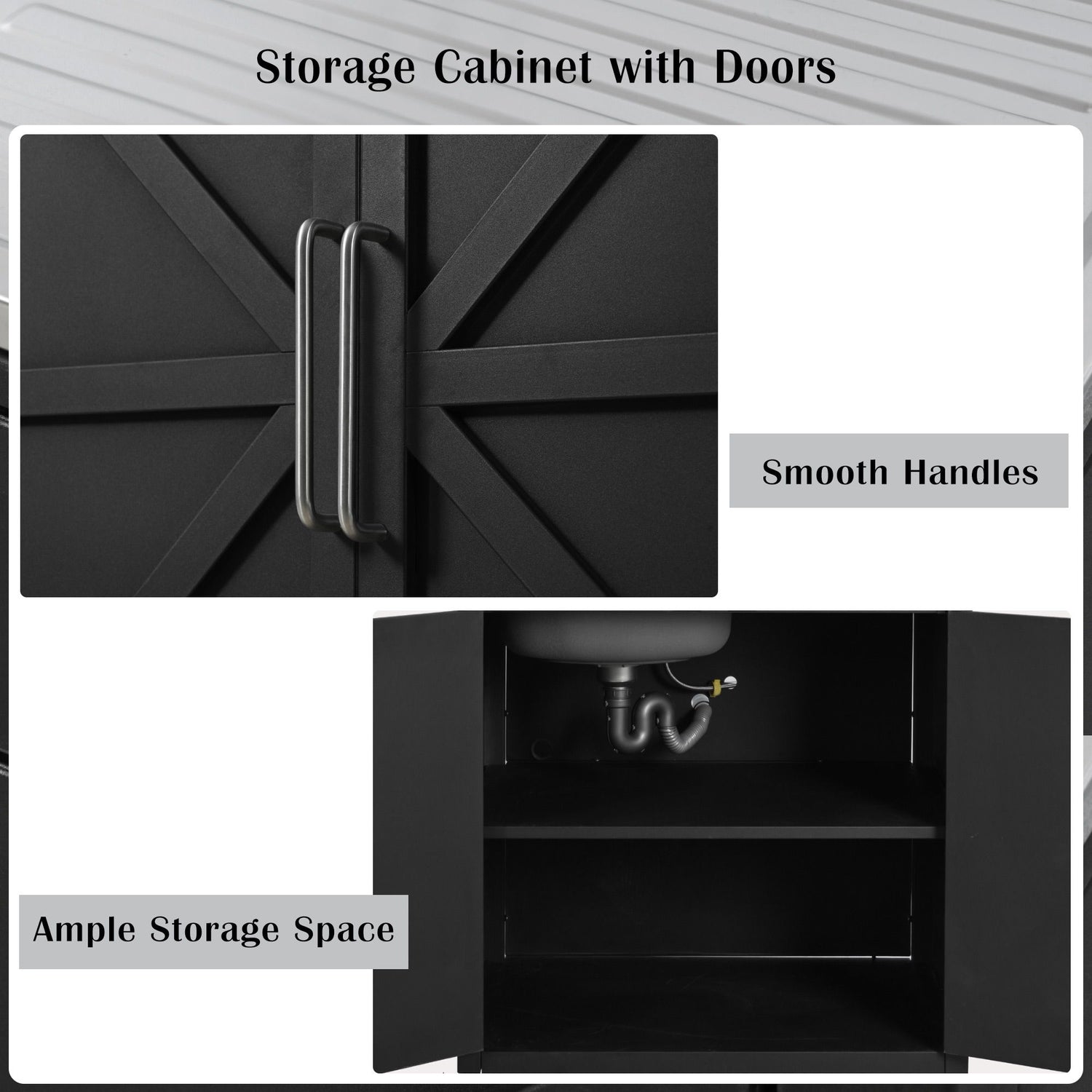 Outdoor Movable Kitchen Sink Patio Modular Kitchen Sink Station With Cabinet For Garden, Patio, Backyard - Matte Black