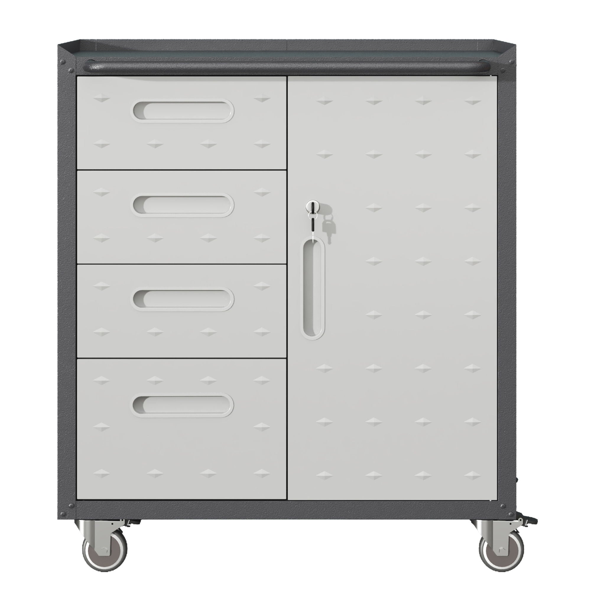 Sturdy Metal Tool Storage Cabinet With Wheels Durable Garage, Office & Home Organizer Steel