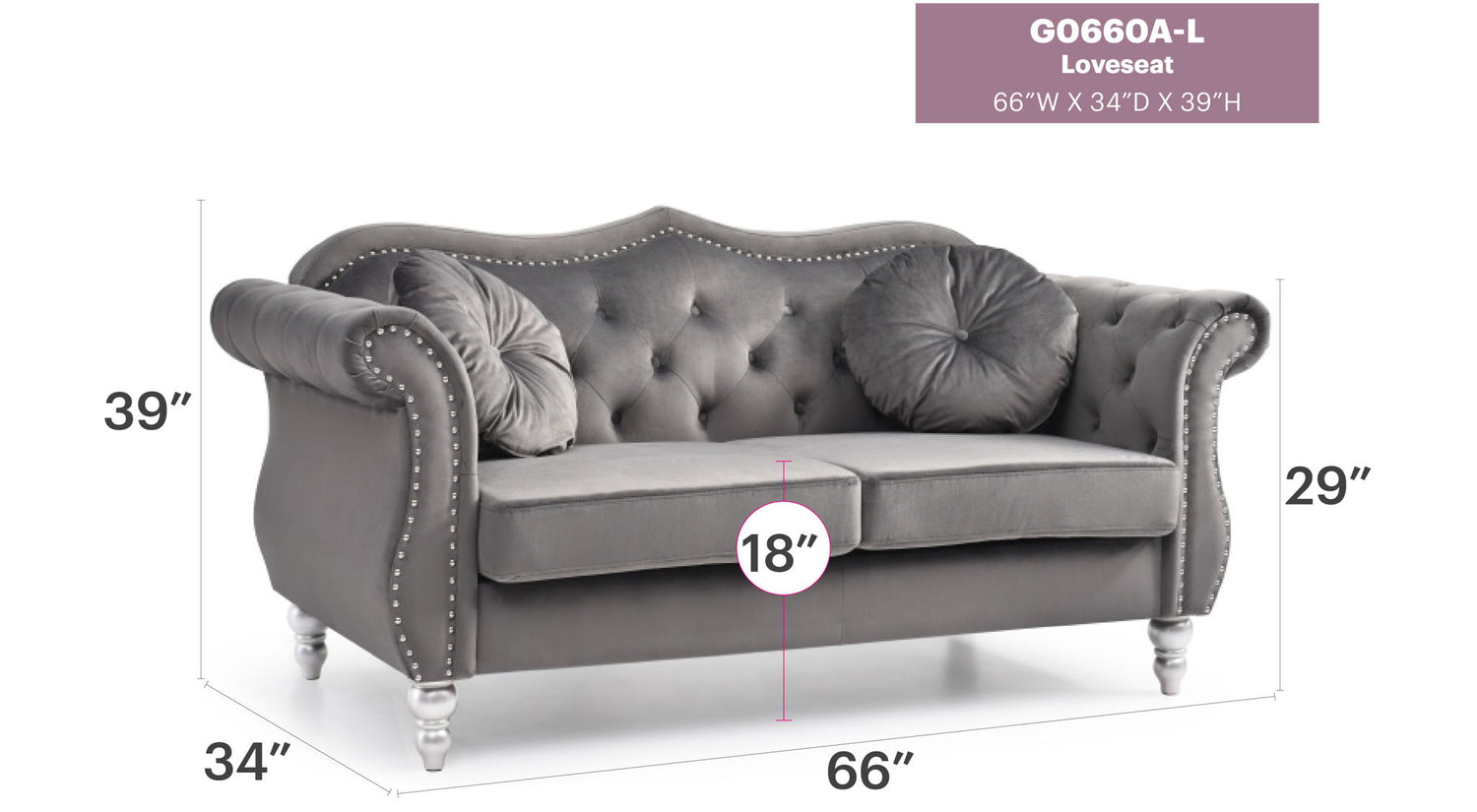 Stylish Flared Arm Loveseat