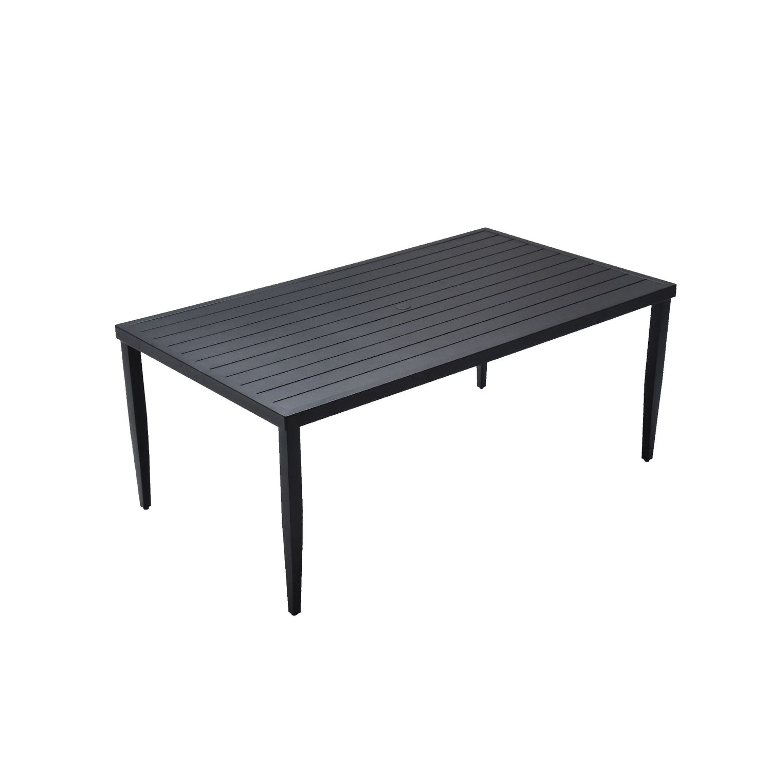 Outdoor Patio Rectangle Dining Table With Tapered Feet & Umbrella Hole