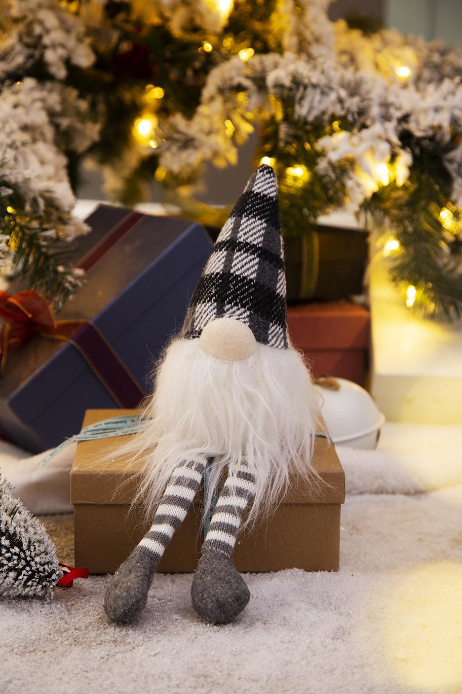 3 Pieces Sitting Gnome, Christmas Table Home Ornaments For Holiday Party Gifts - White / Gray