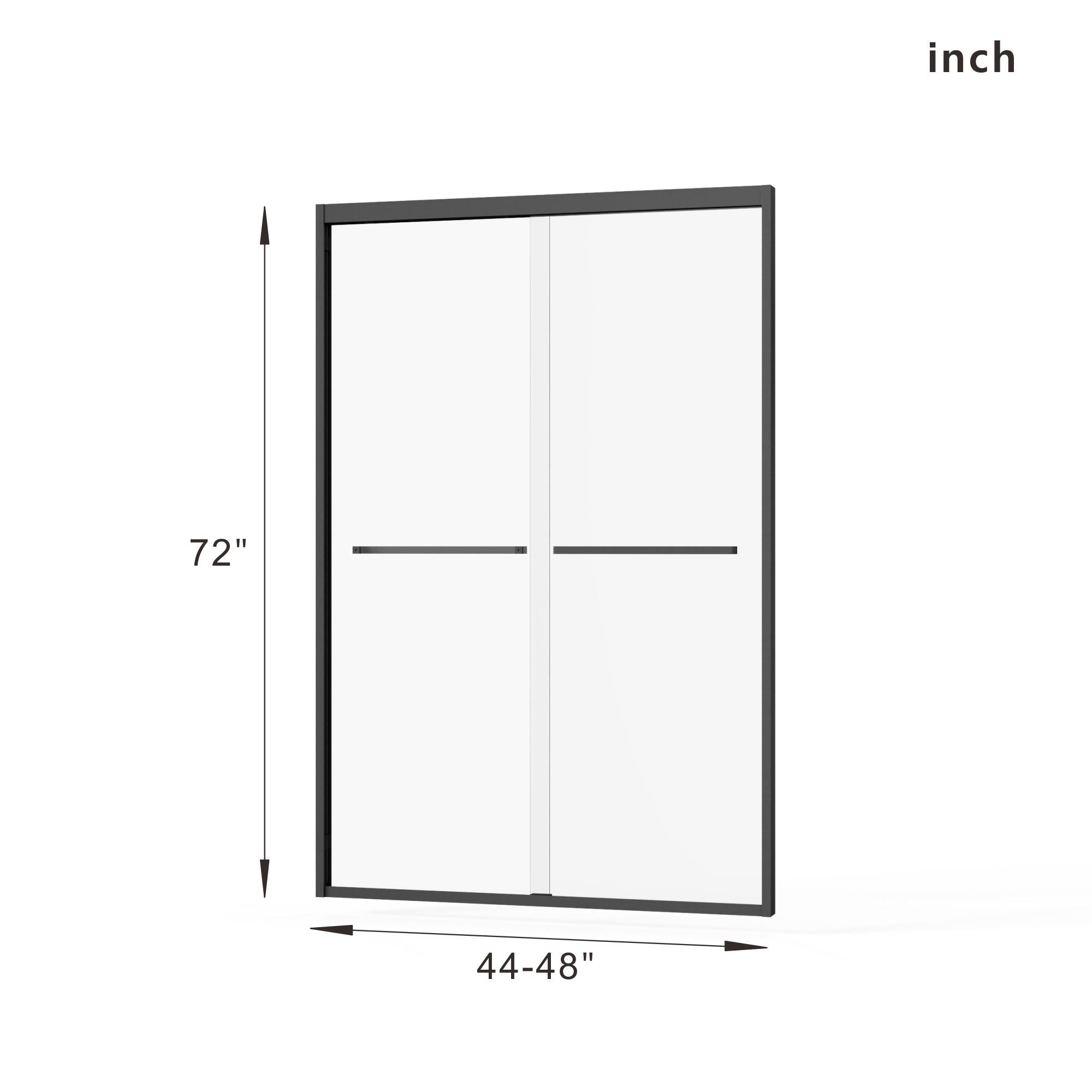 Matte Black Double Sliding Glass Shower Door With Aluminum Frame And SGCC Clear Tempered Glass - Black