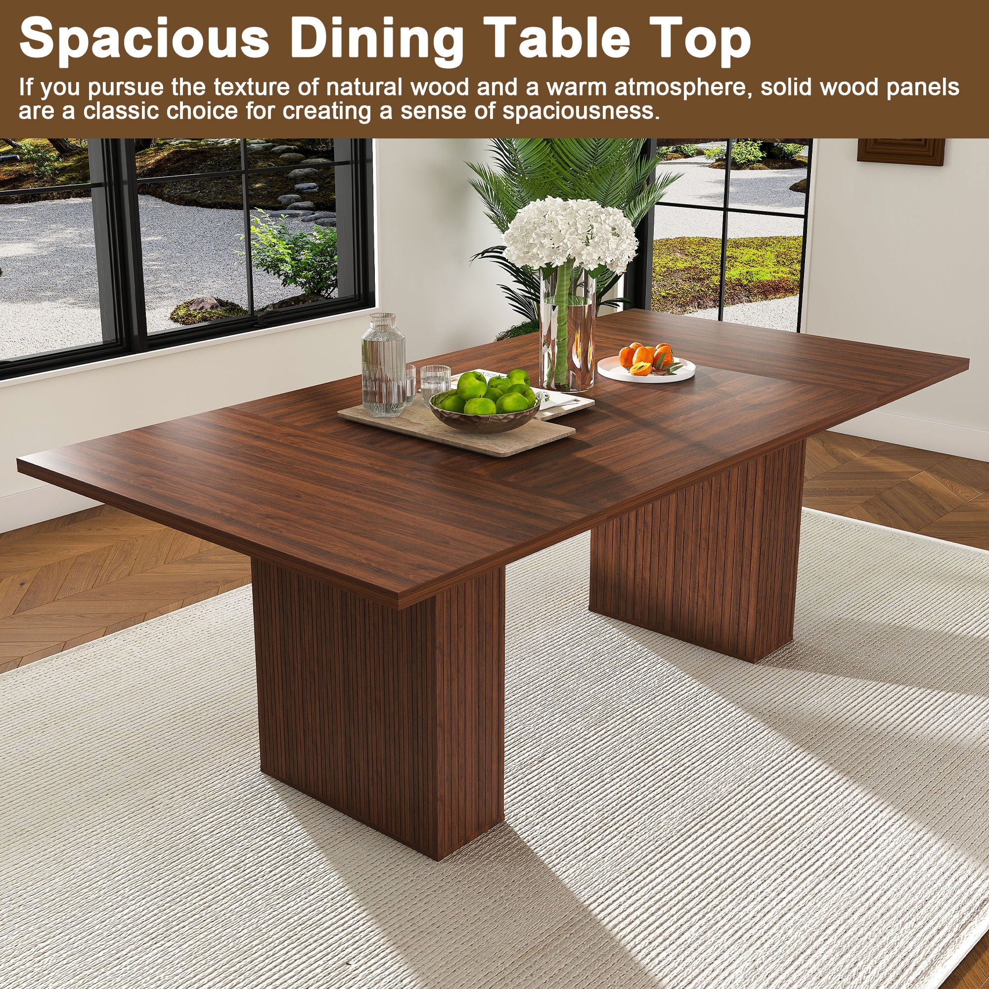 Rectangular Dining Table With Storage Base - Walnut