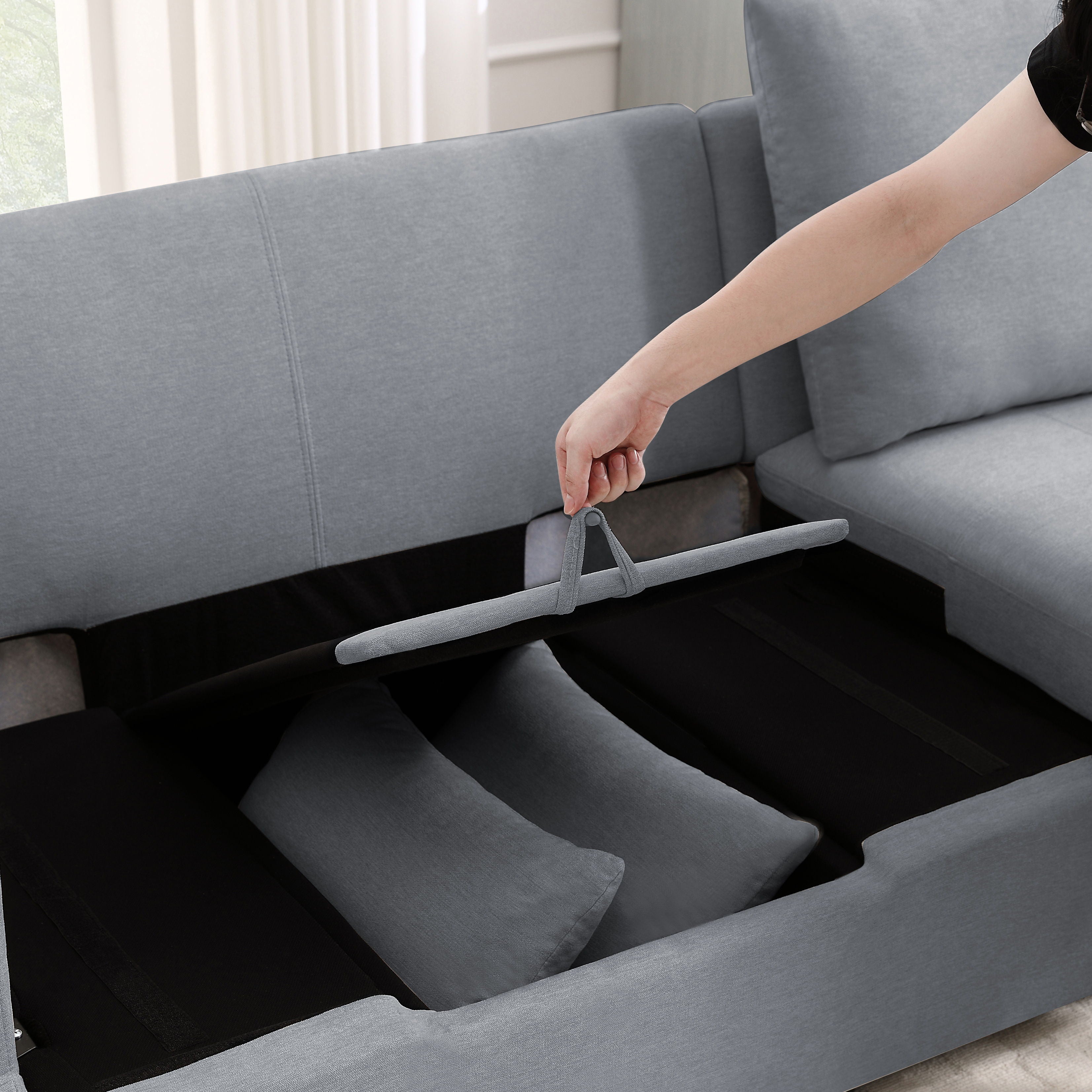 4 Seat Chenile Sectional Sofa Set With 2 Pilows, Freely Combinable