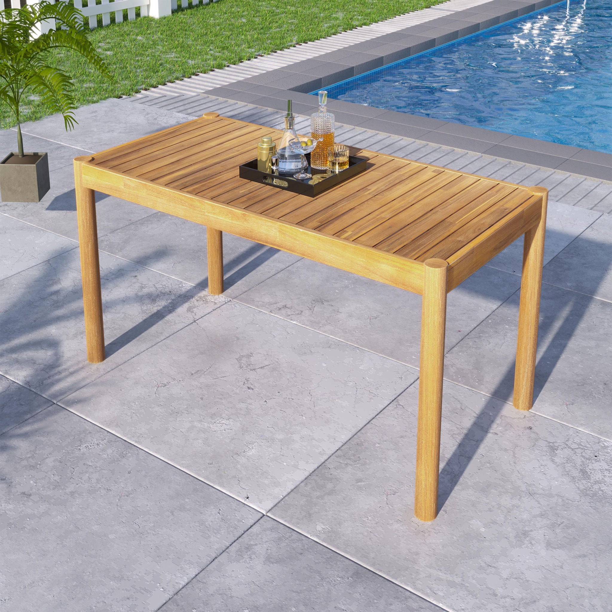 Classic Patio Dining Table, Acacia Wood - Light Teak
