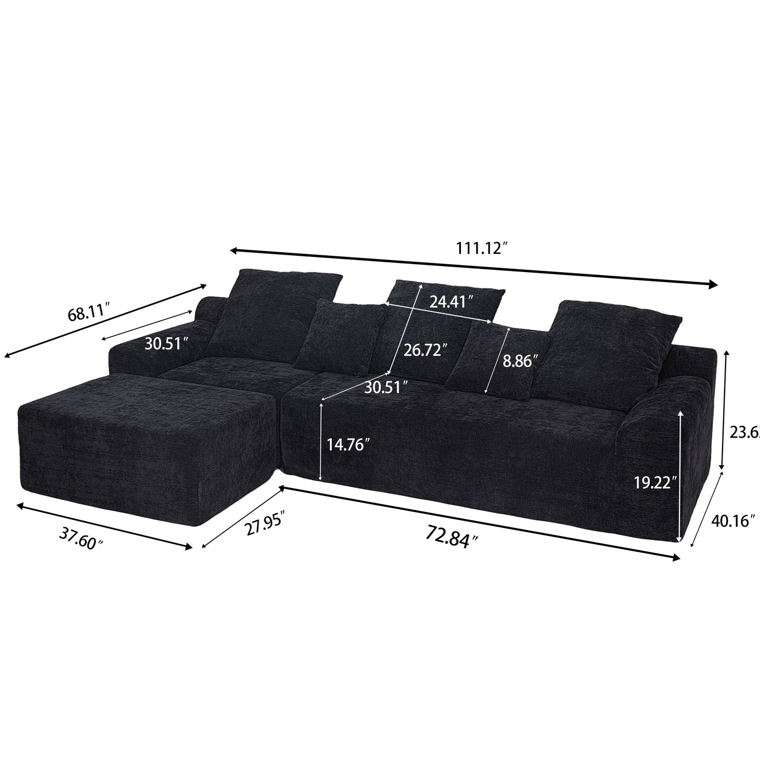 Modern L Shaped Sectional Sofa With Adjustable Configurations