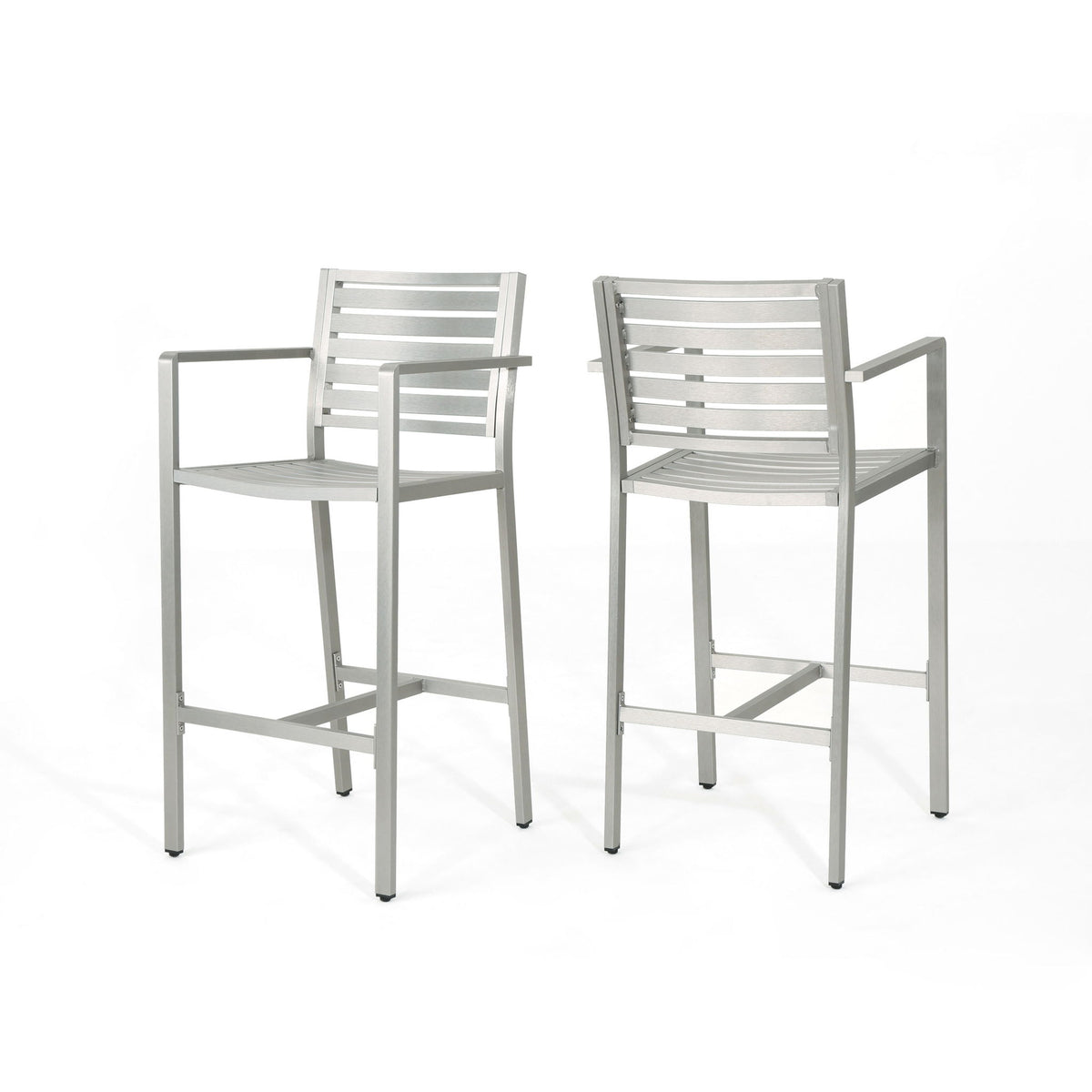 Outdoor Aluminum Rust Proof Barstools (Set of 2) - Silver