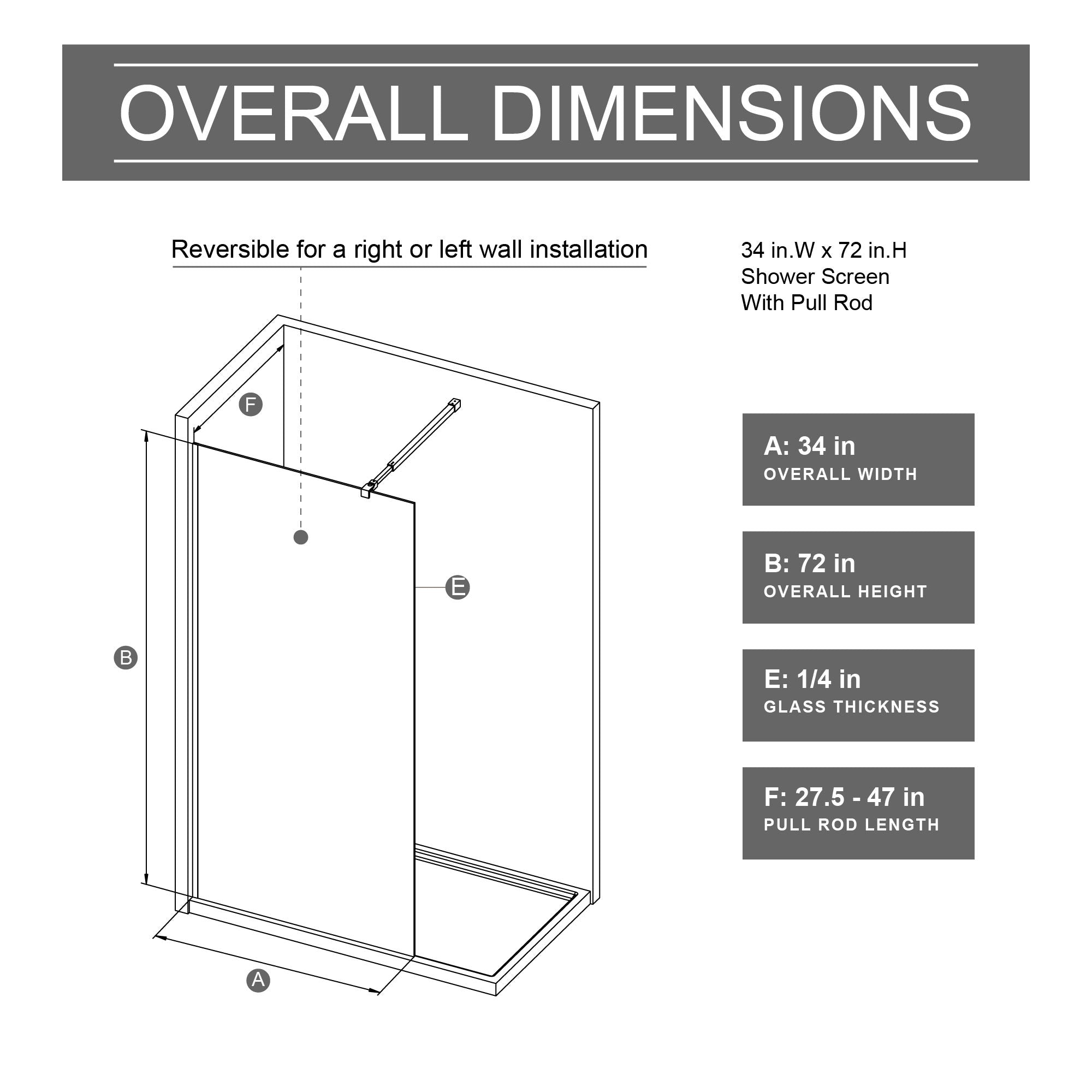 Gradient Shower Door With Handle - Matt Black