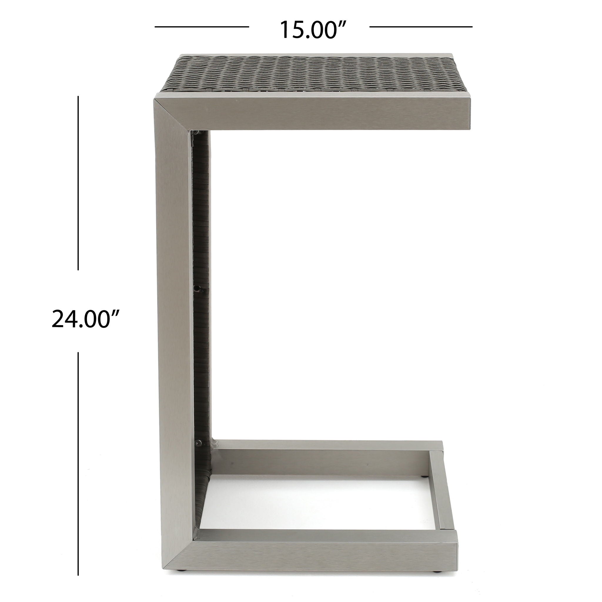 Cape - Coral Wicker C Shaped Table Modern DesignRattan And Aluminum Frame - Brown