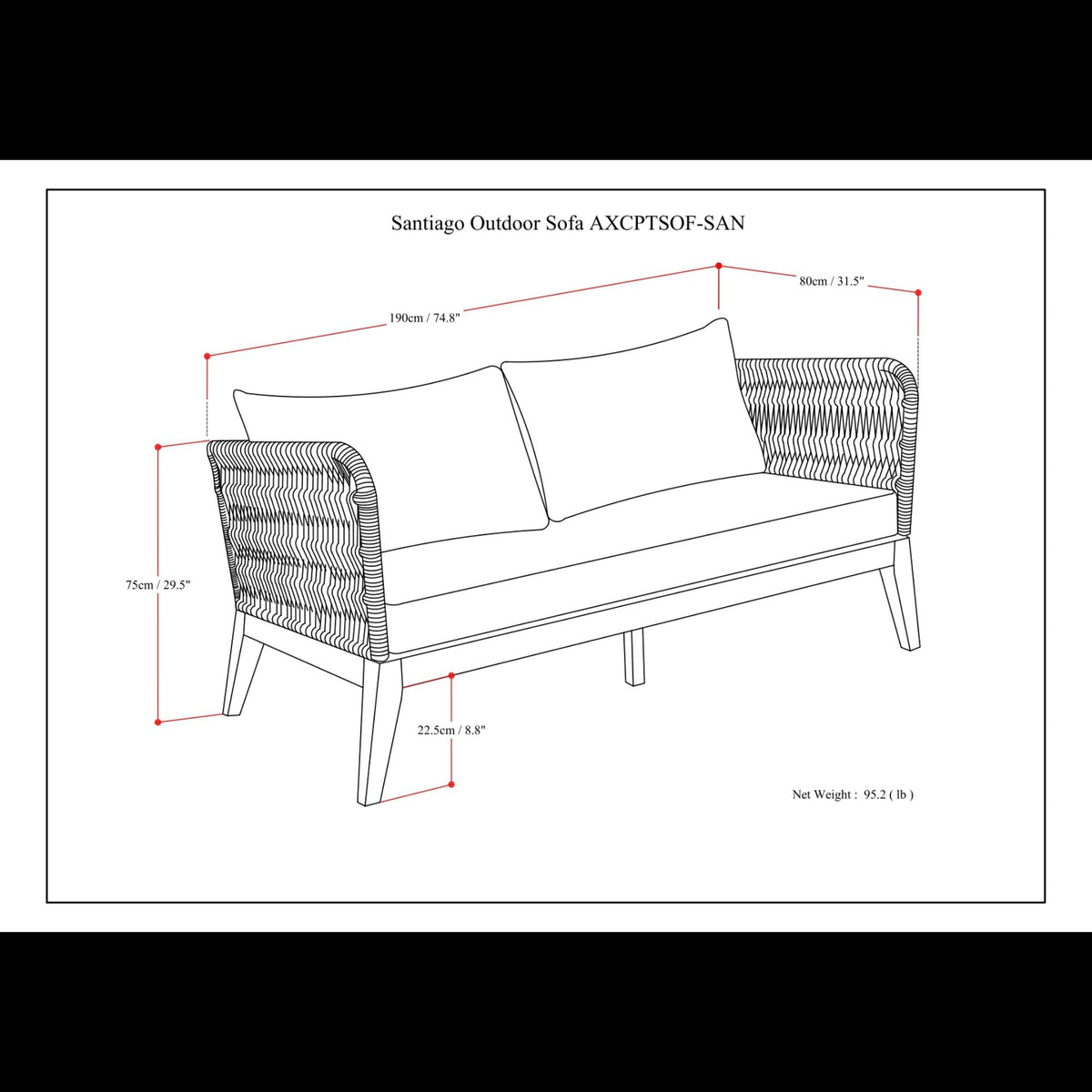 Santiago - Outdoor Sofa - Dark Gray