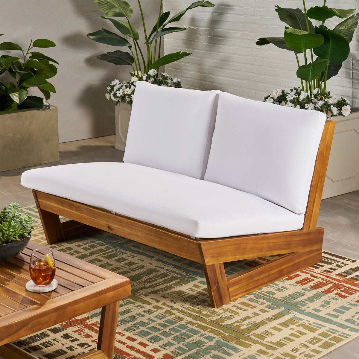 Outdoor Loveseat With Cushions - Teak