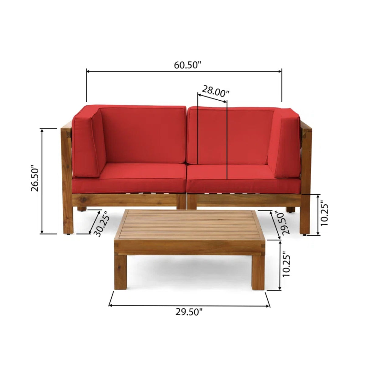 Oana - 3 Piece Love Seat Set With Coffee Table