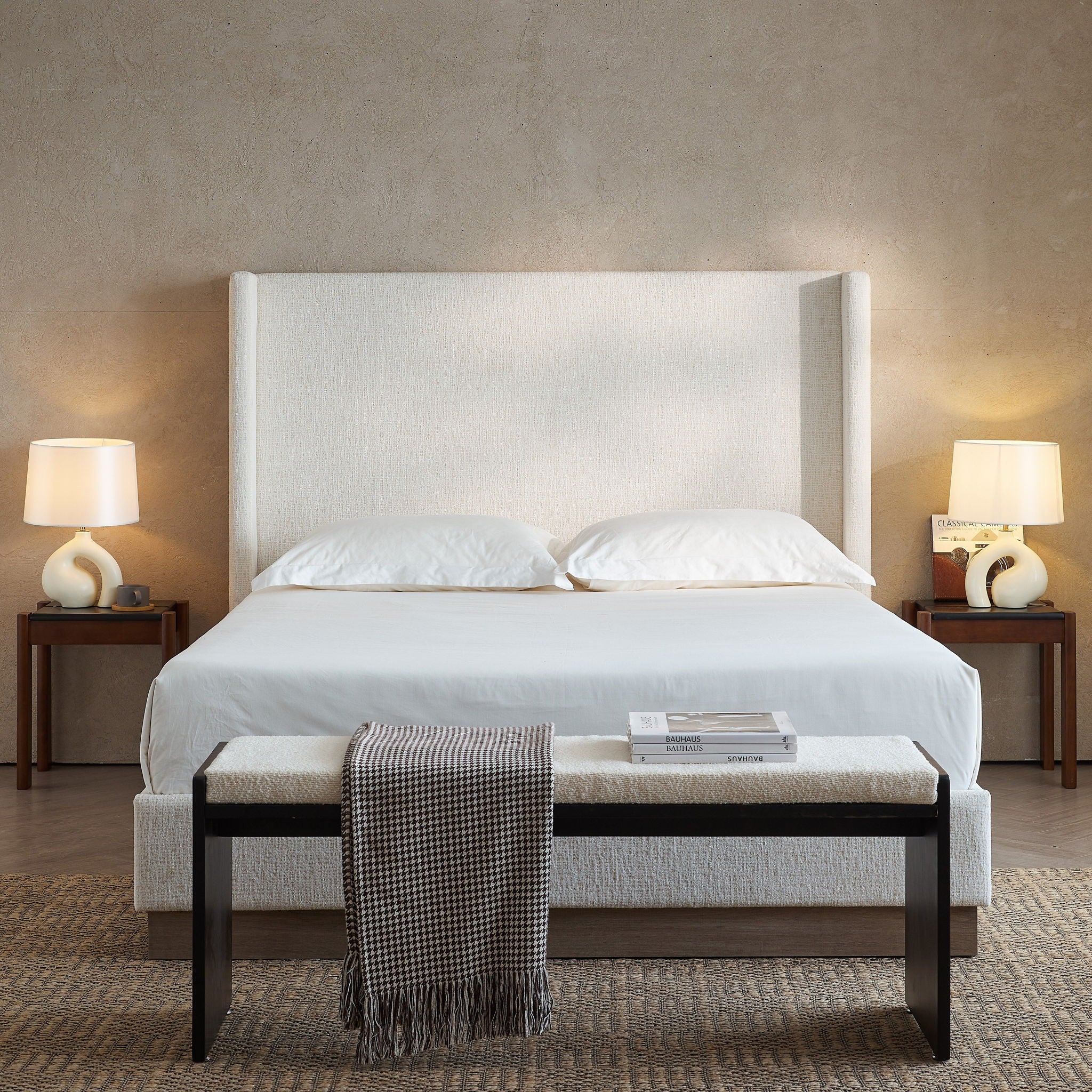 Hosford - Minimalist Upholstered Wingback Bed