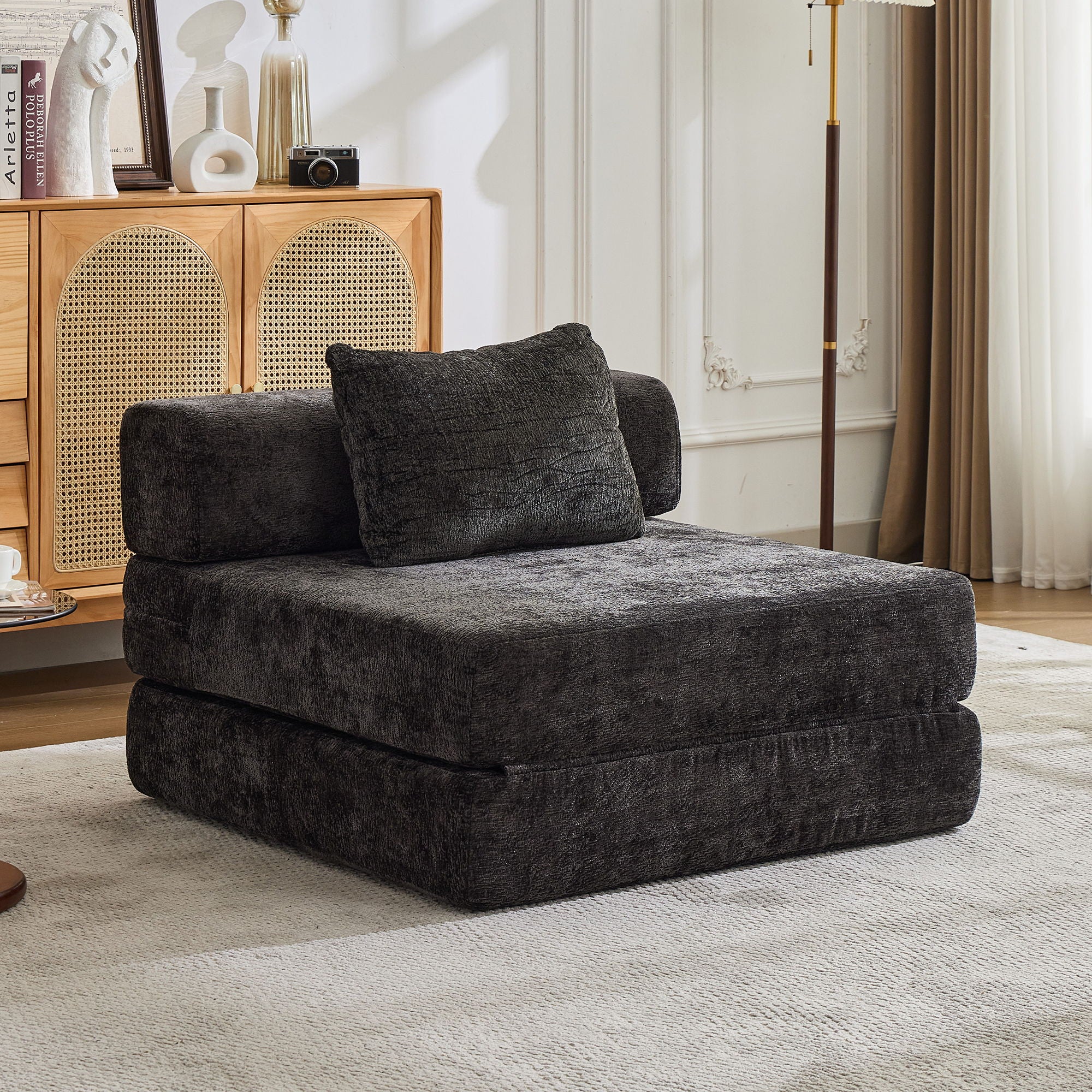 Convertible Floor Sofa Bed With Fixed Shape Frame For Living Room