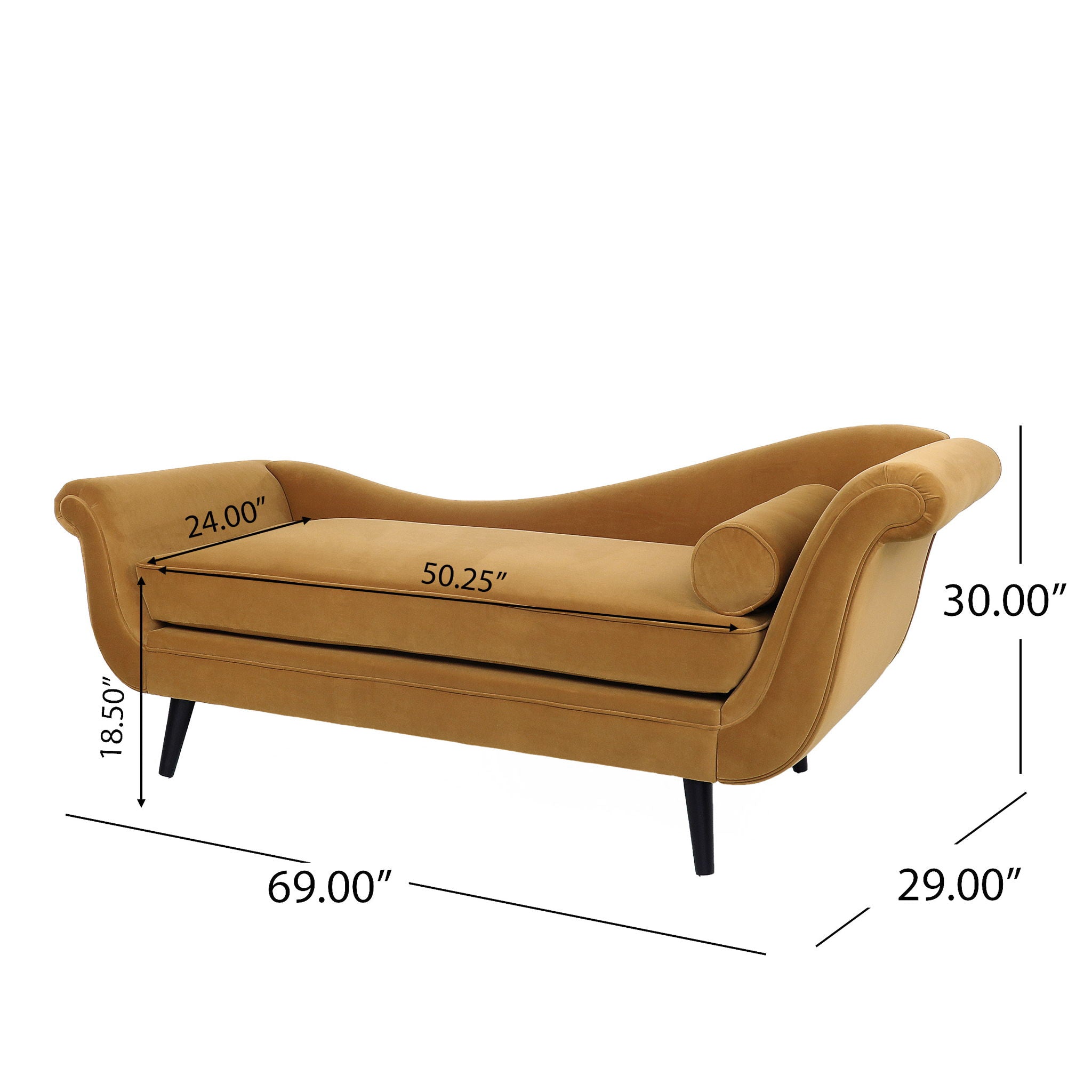 Auroral - Upholstered Chaise Lounge With Scrolled Arms And Tapered Legs