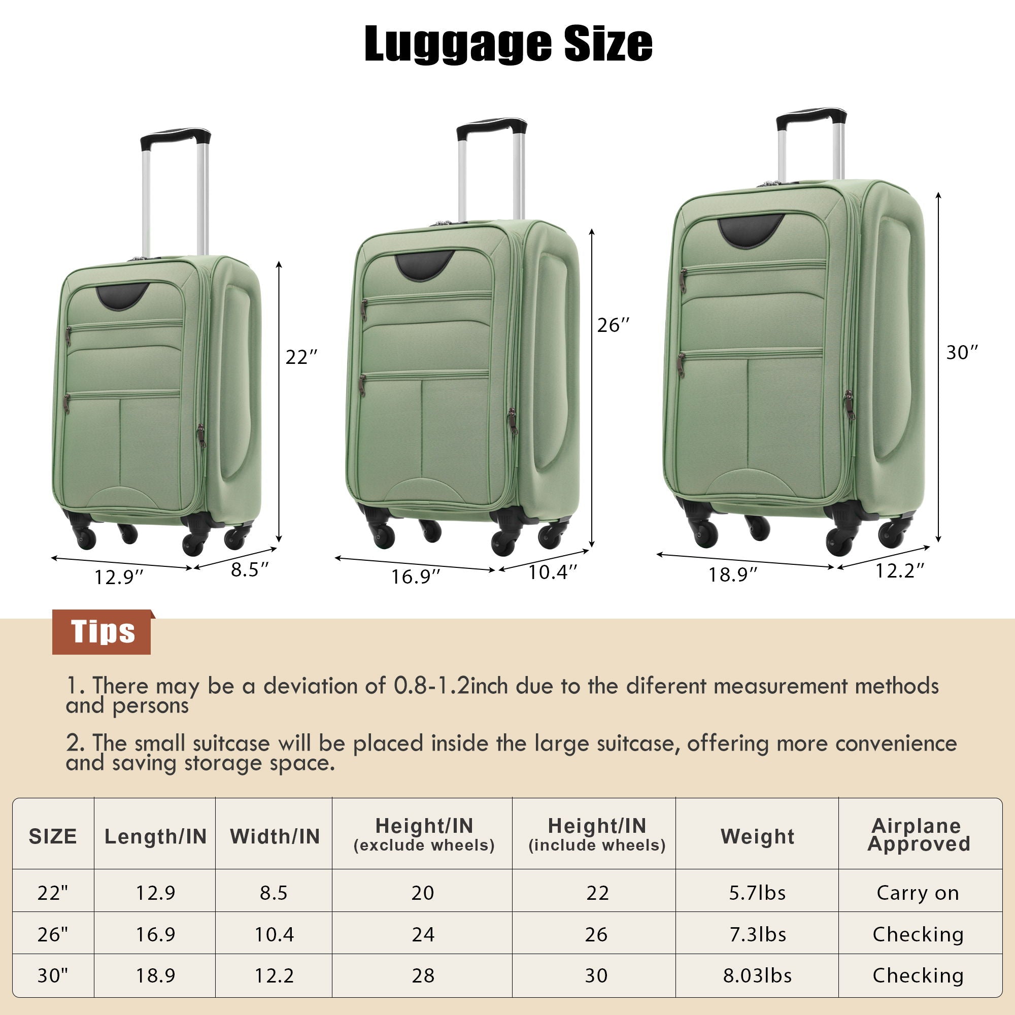 Softside Luggage Expandable Set With Duffel Bag Upright Spinner