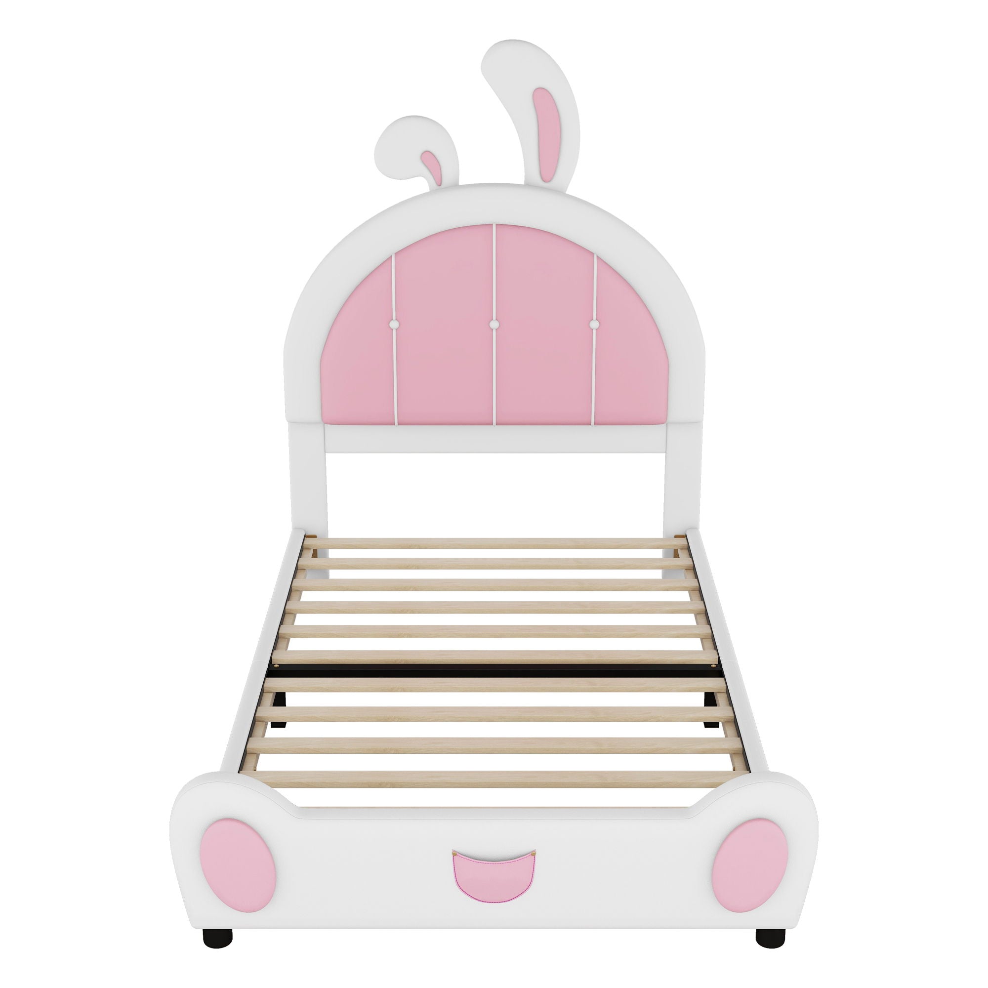 Upholstered Platform Bed With Rabbit Shaped Headboard