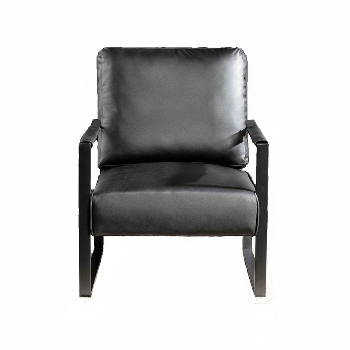 Classic Mid Century Modern Accent Chair With Durable Square Metal Frame, Armchair