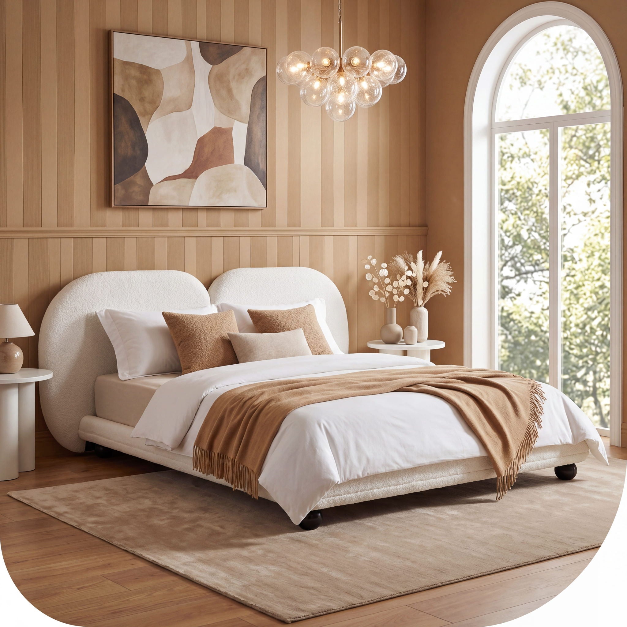 Upholstered Platform Bed With Split Headboard