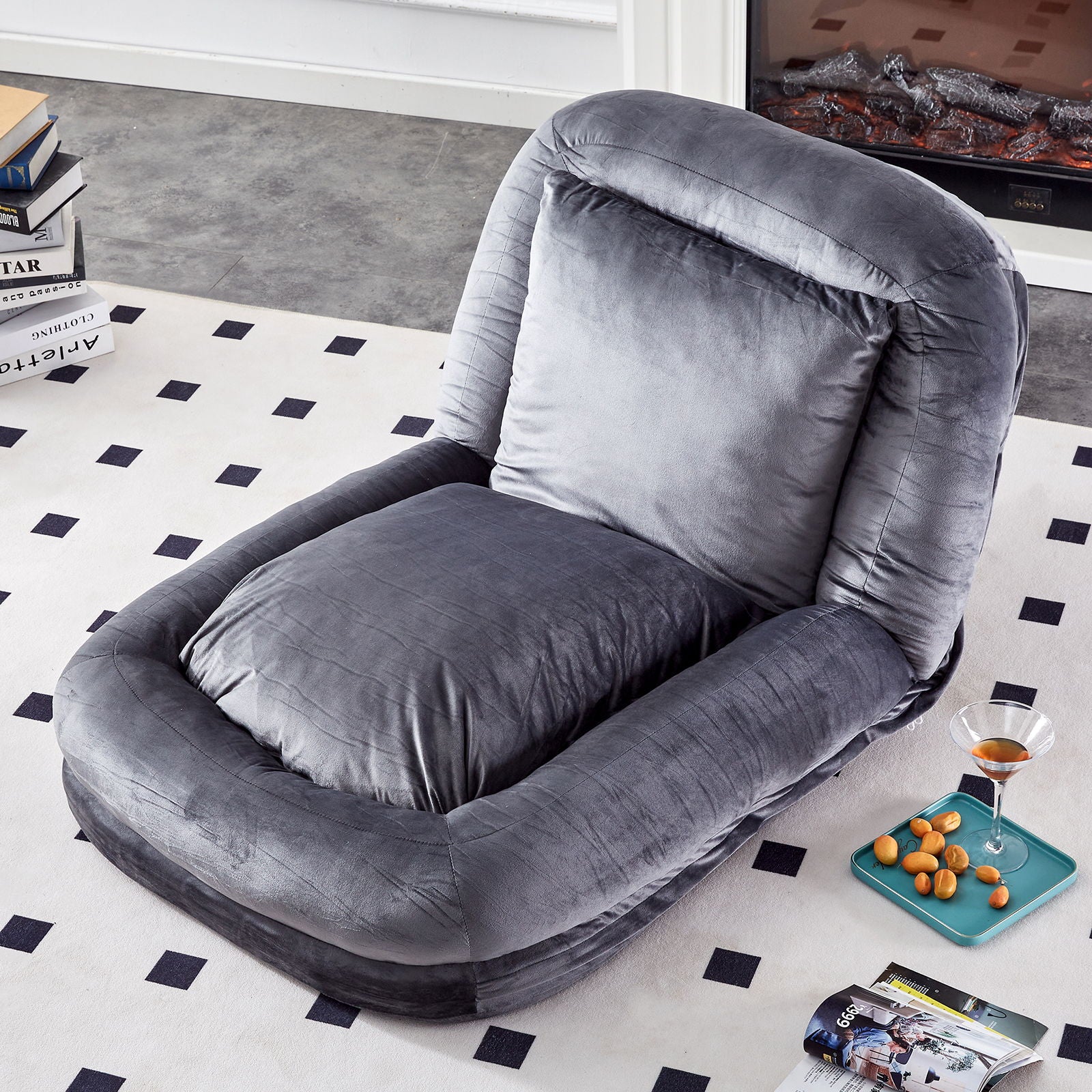 Contemporary Folding Sofa Chair With 5 Adjustable Positions For Gaming, Meditation, And Relaxation