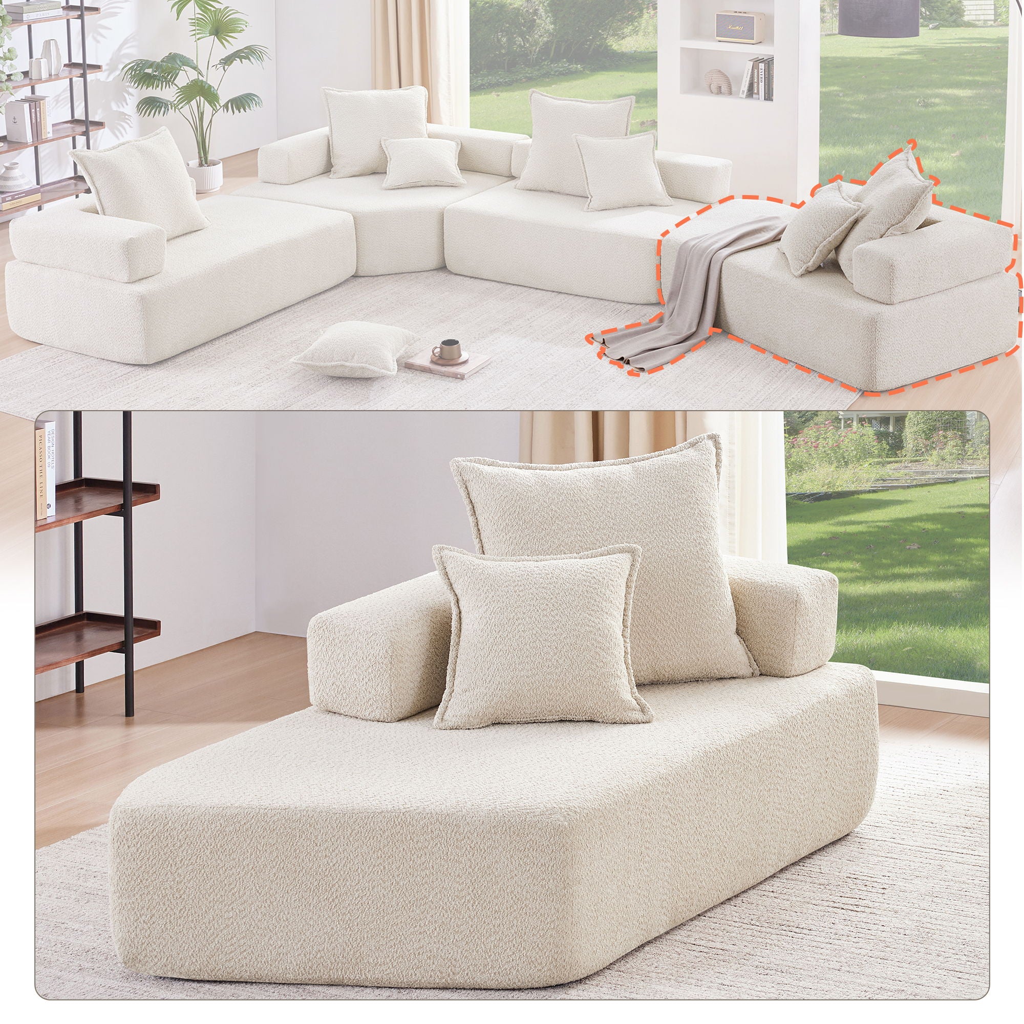 Frame For Oversized Modular U Shaped Sectional, Floor Couch Convertible Compressed Couch Spacious Foam Filled Sofa