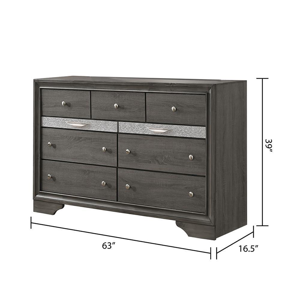 Matrix Traditional Style Full 4 Piece Storage Bedroom set made with Wood in Gray