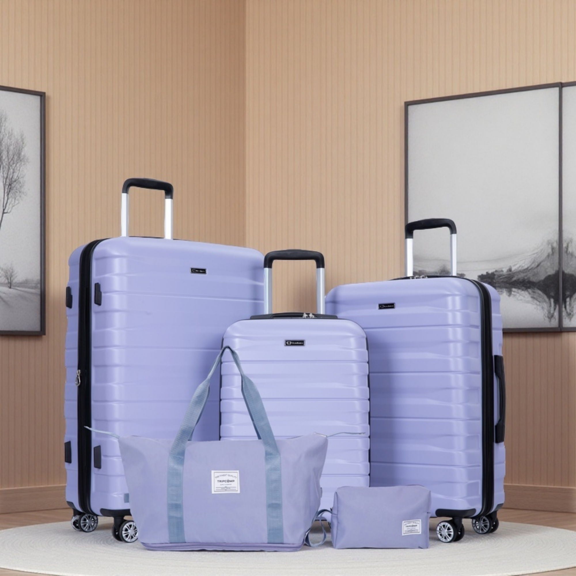 Luggage Set Of 5 Pieces, Expandable Hard Pc Luggage Set With Tsa Lock For Rotating Wheels