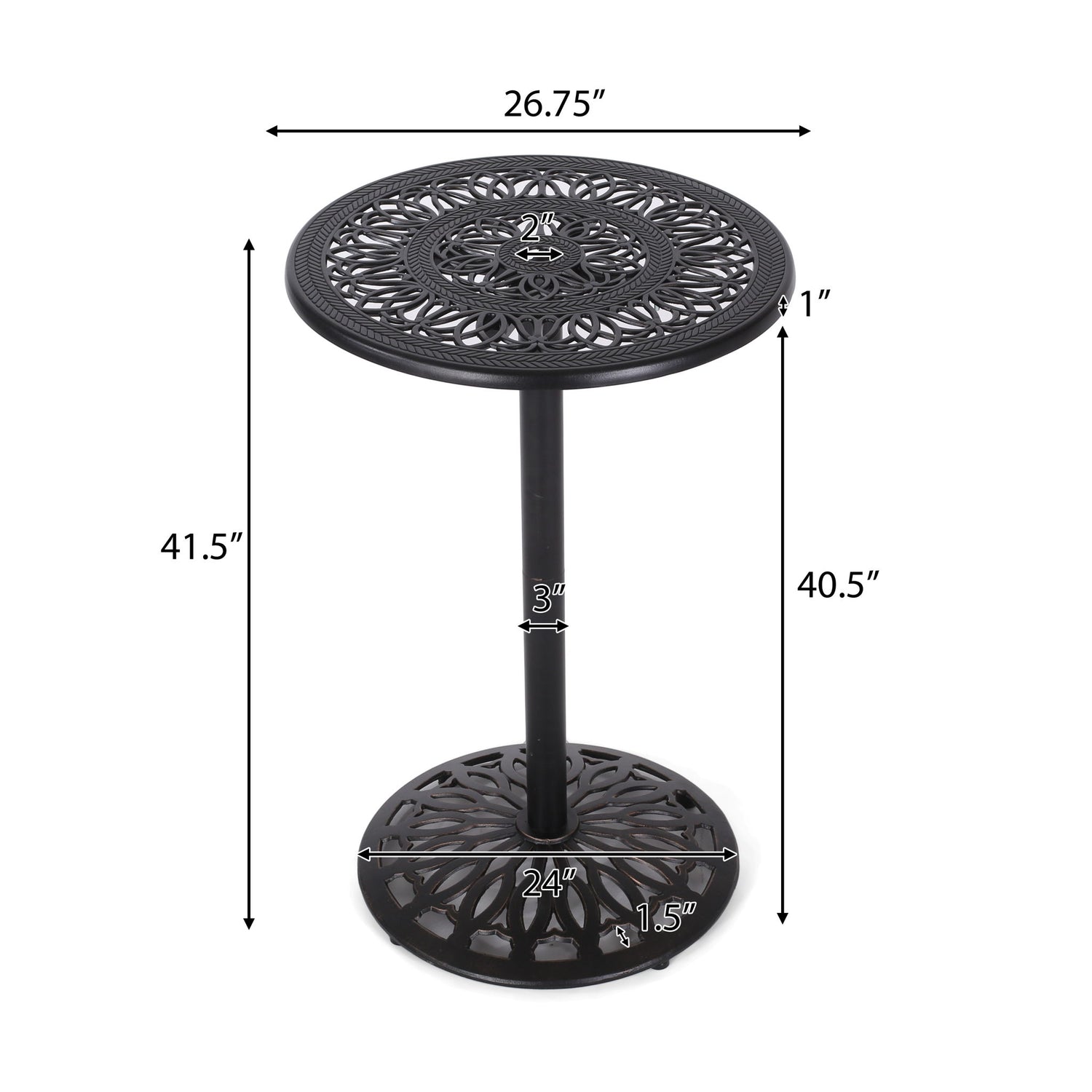 Phoebe - Outdoor Cast Bar Table - Black