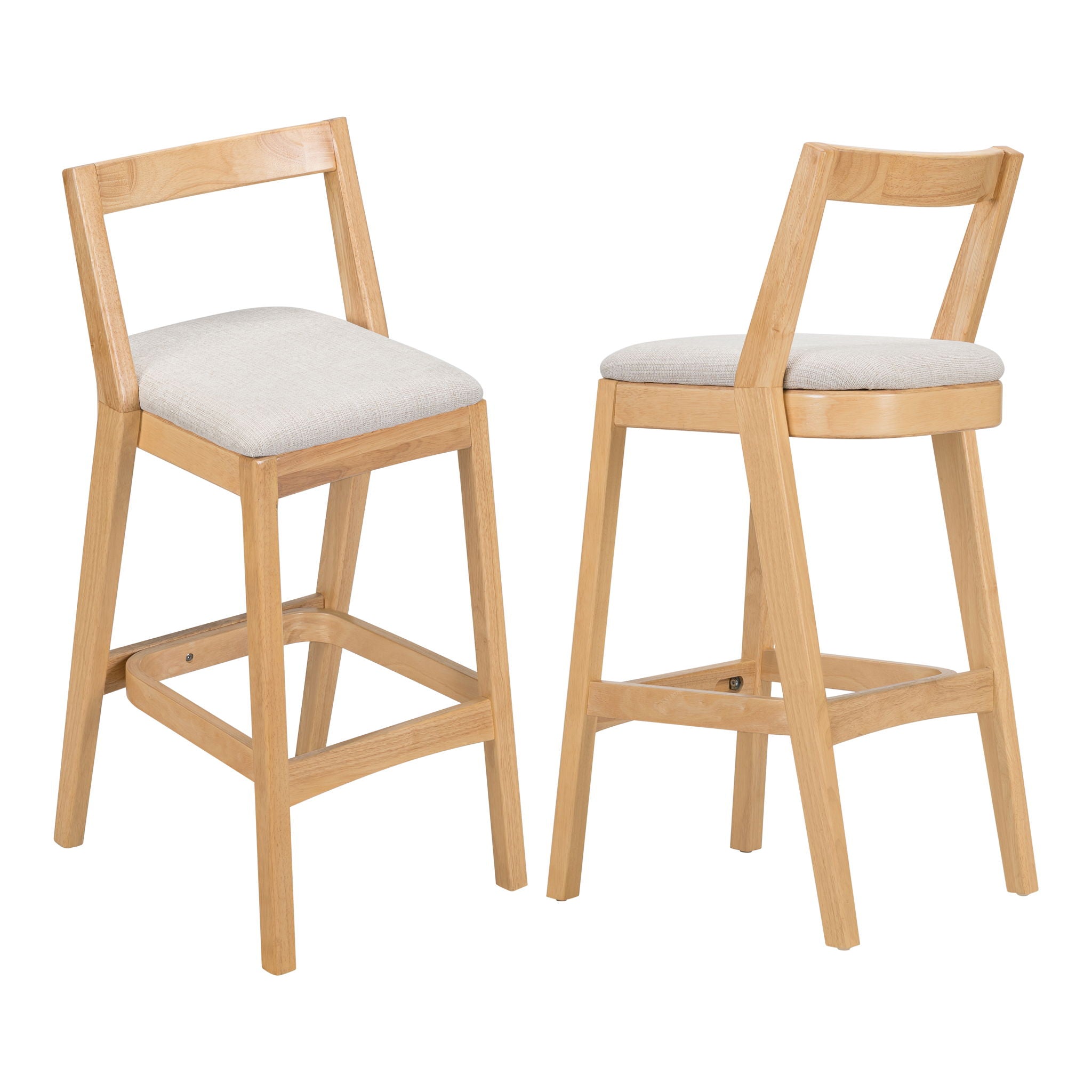 Jasper - Indoor Barstool With Upholstery (Set of 2) - Beige / Natural