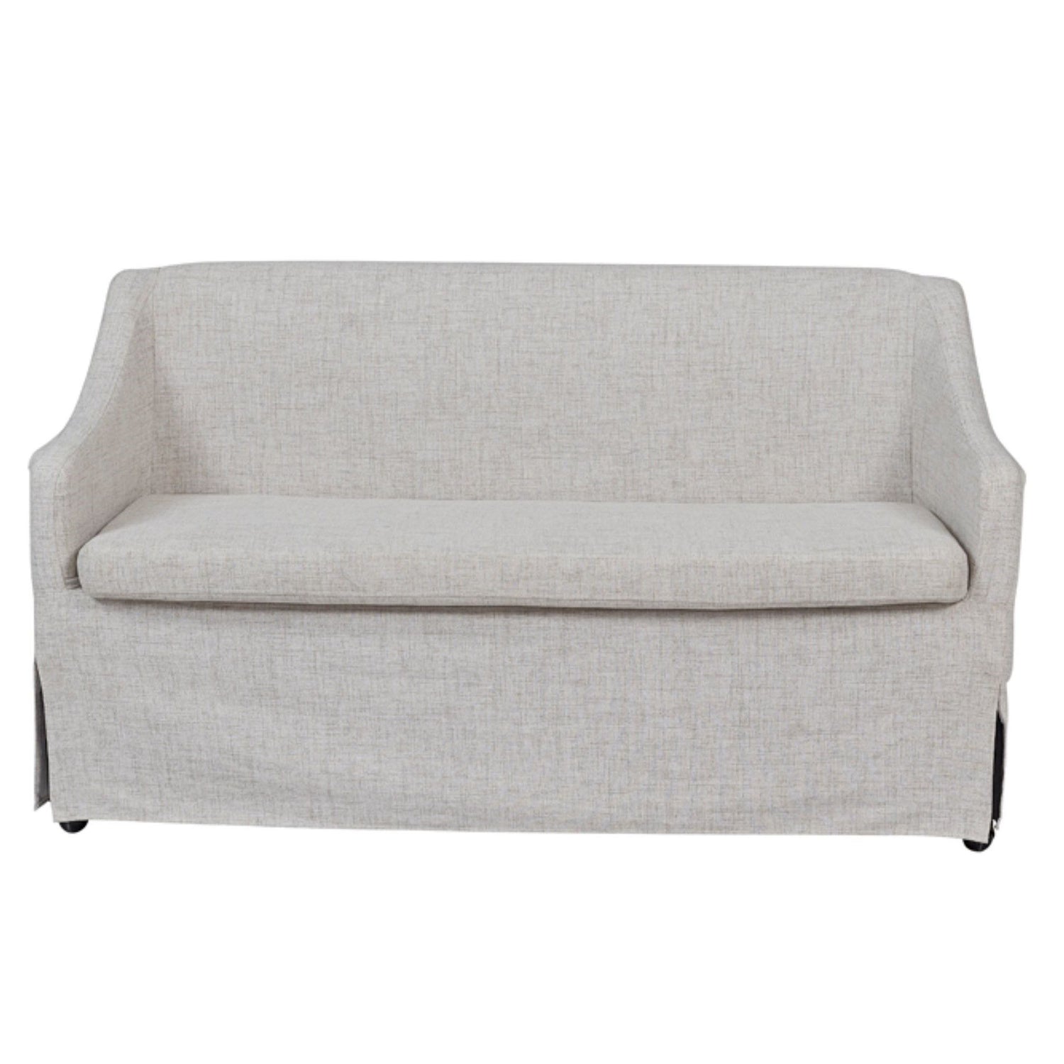 Slip Covered Settee With Casters - Beige