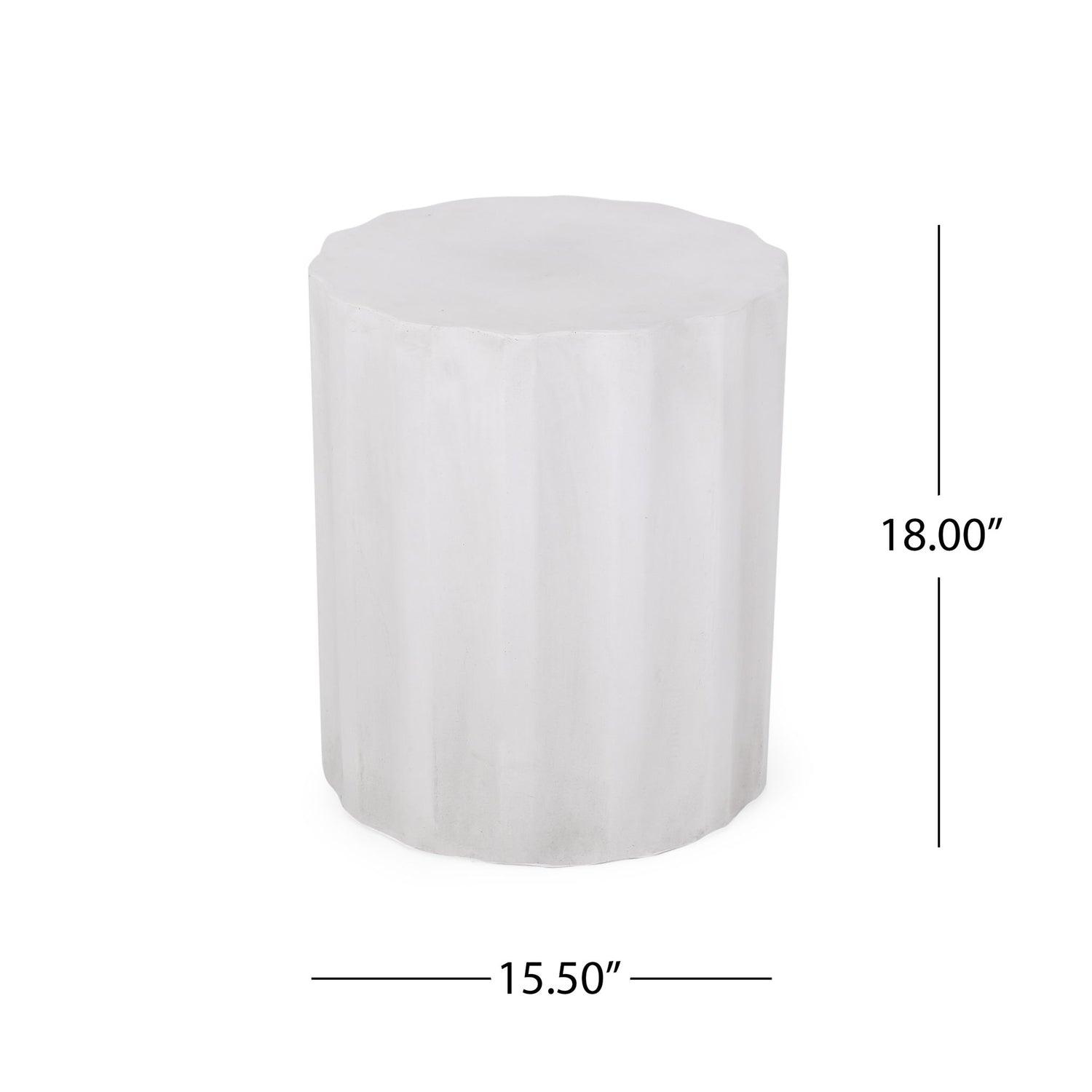 Outdoor End Table With Soft Wave Edge - Antique White