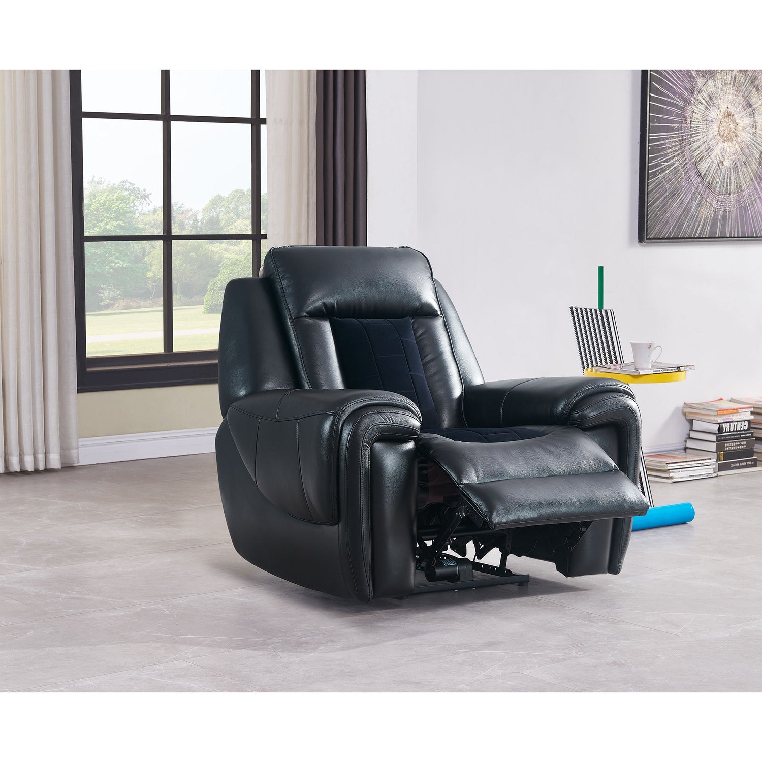 Clark - Blanche / Velvet Power Recliner With LED - Black