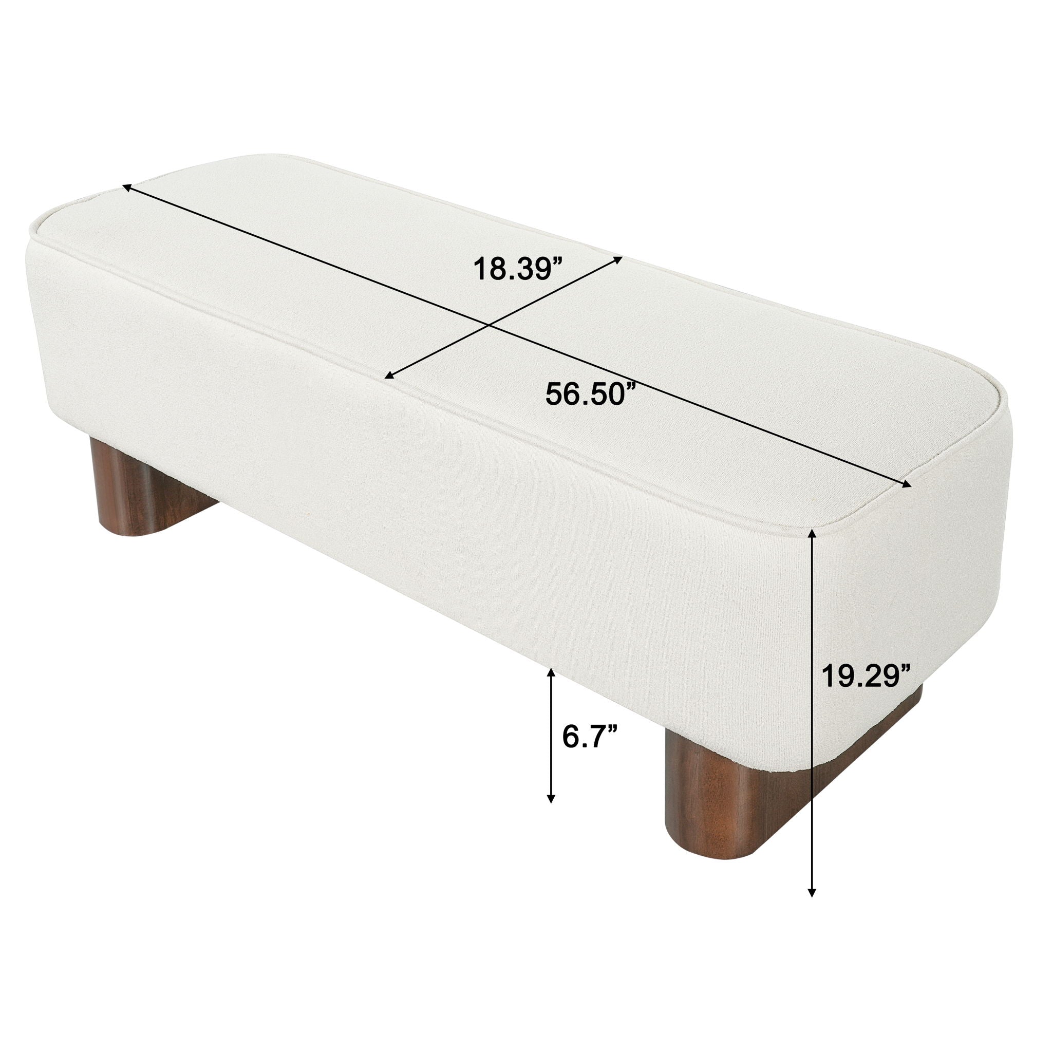Upholstered Ottoman Bench With Thick Padded Design - Beige