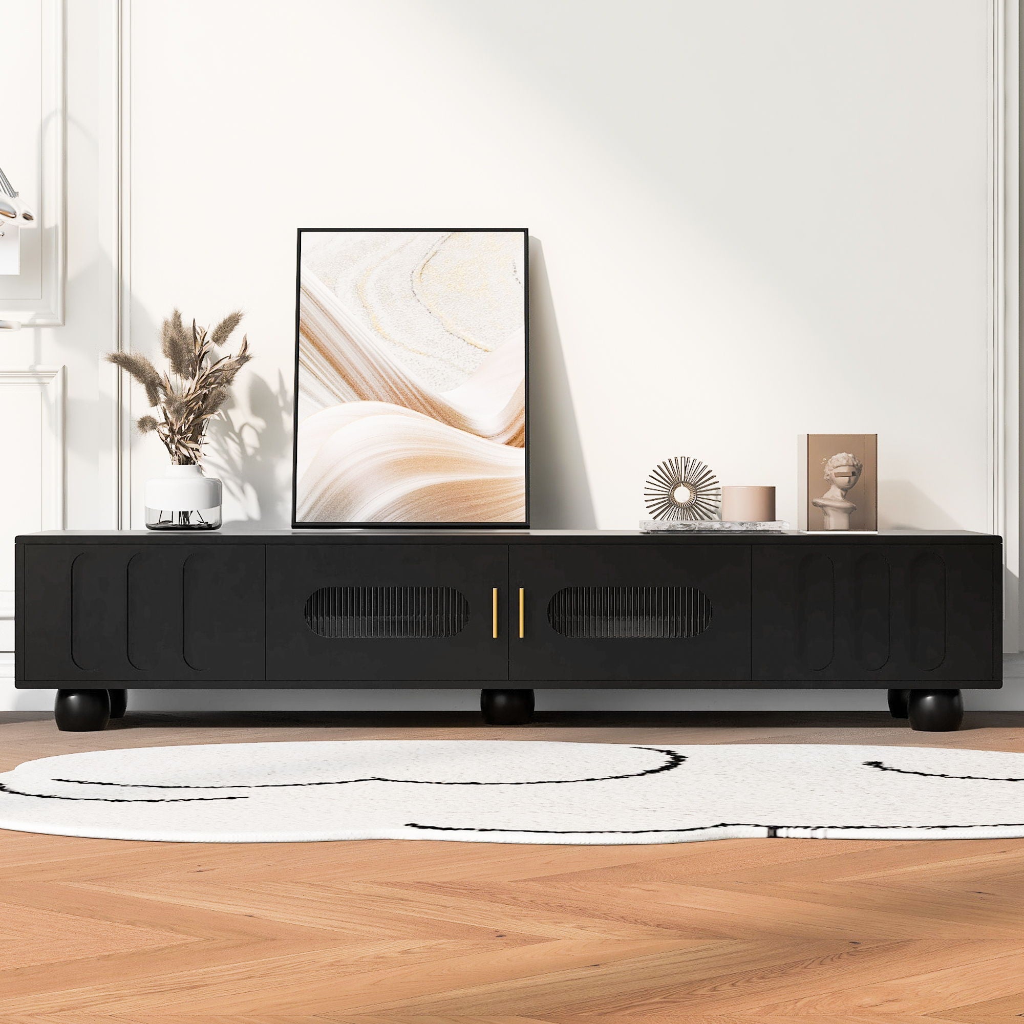 Modern TV Stand For TVs Up To 80", 2 Drawers And Cabinet