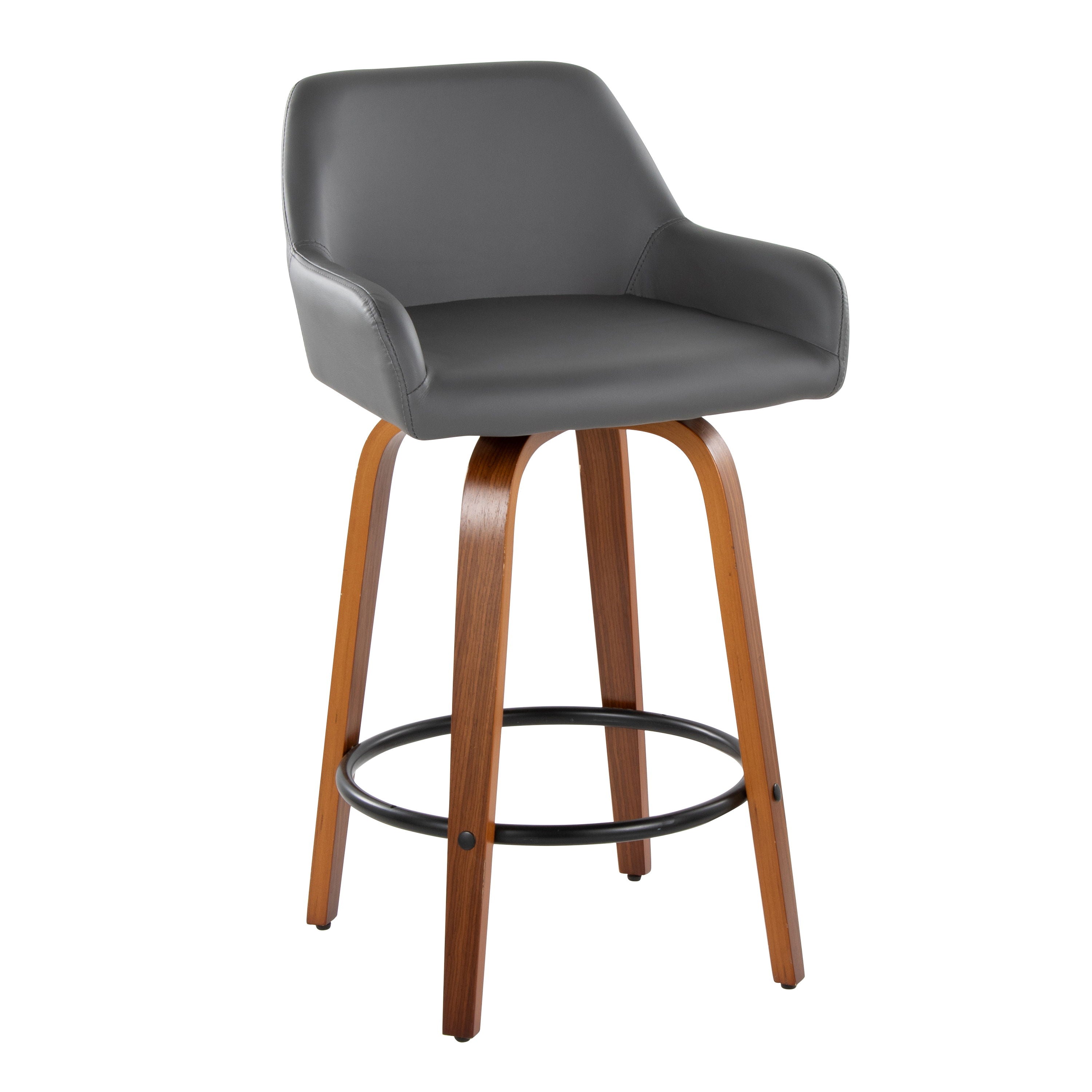 Daniella - Contemporary Fixed Height Counter Stool With Swivel With Round Footrest (Set of 2)