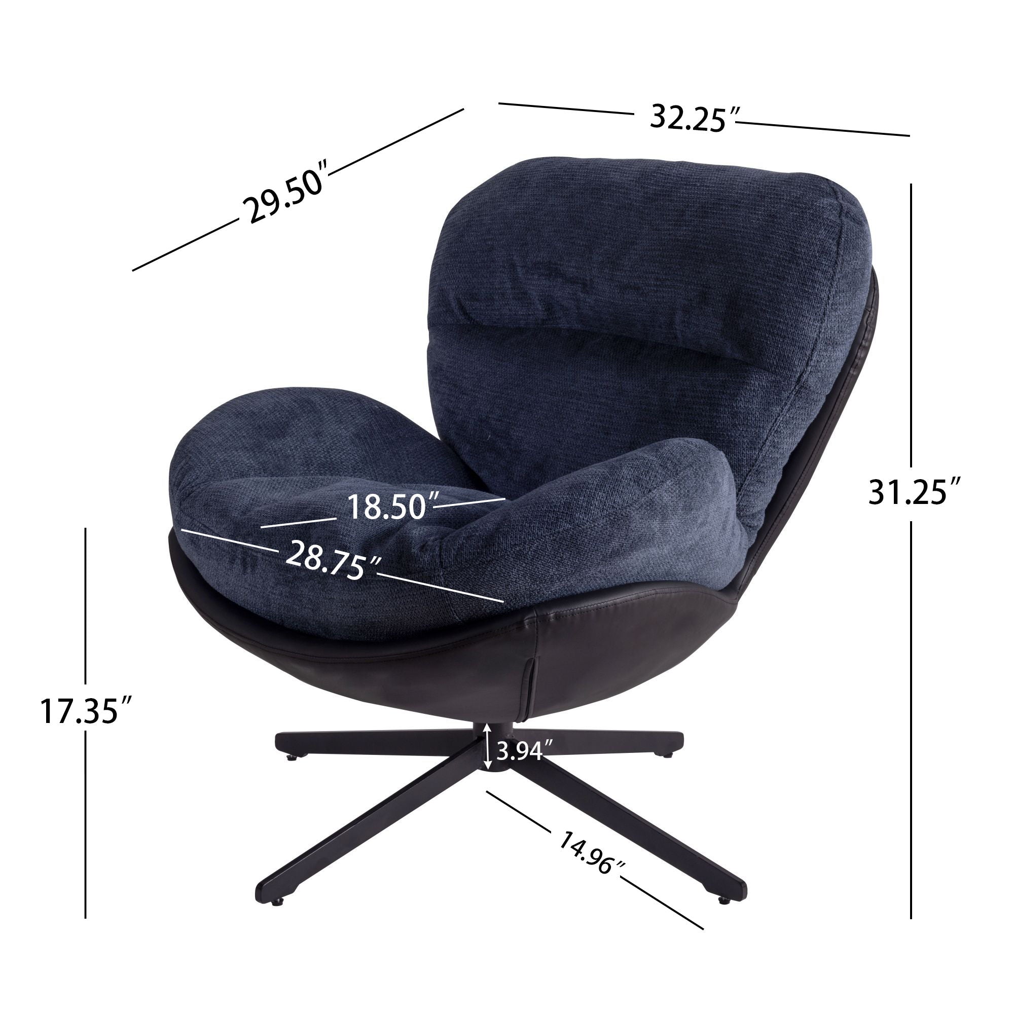 360° Swivel Office Chair, No Wheels
