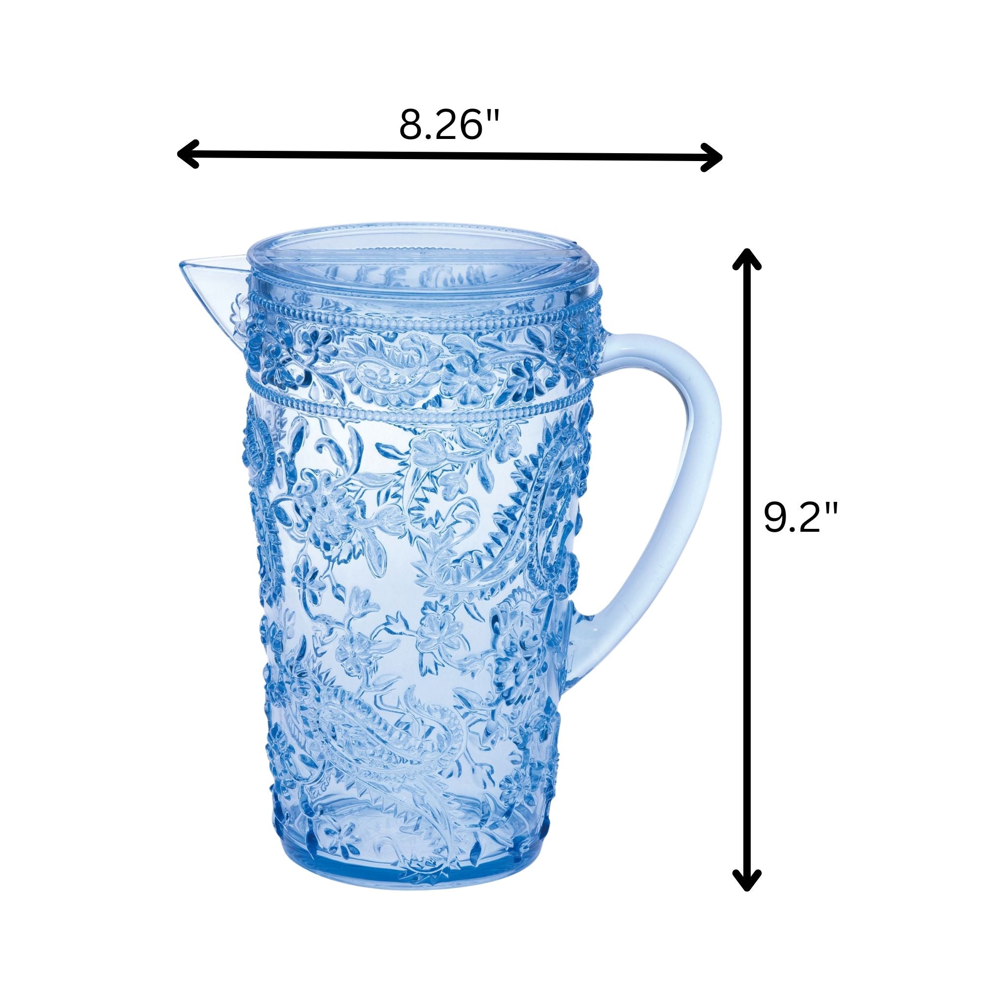 Paisley Unbreakable Plastic Water Pitcher With Lid And Spout