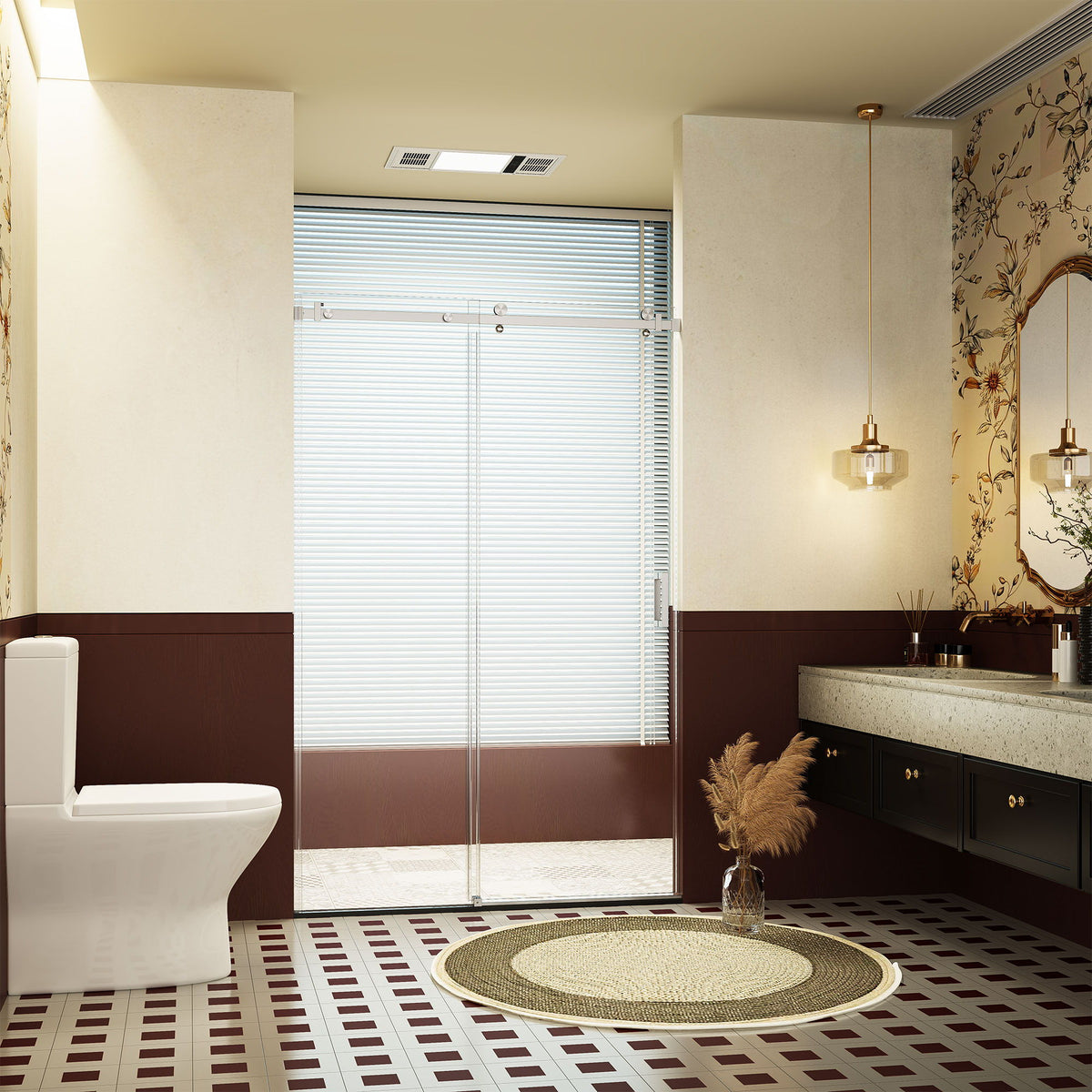 Frameless Single Sliding Shower Doors, 5 / 16" Sgcc Tempered Glass, Reversible - Brushed Nickel