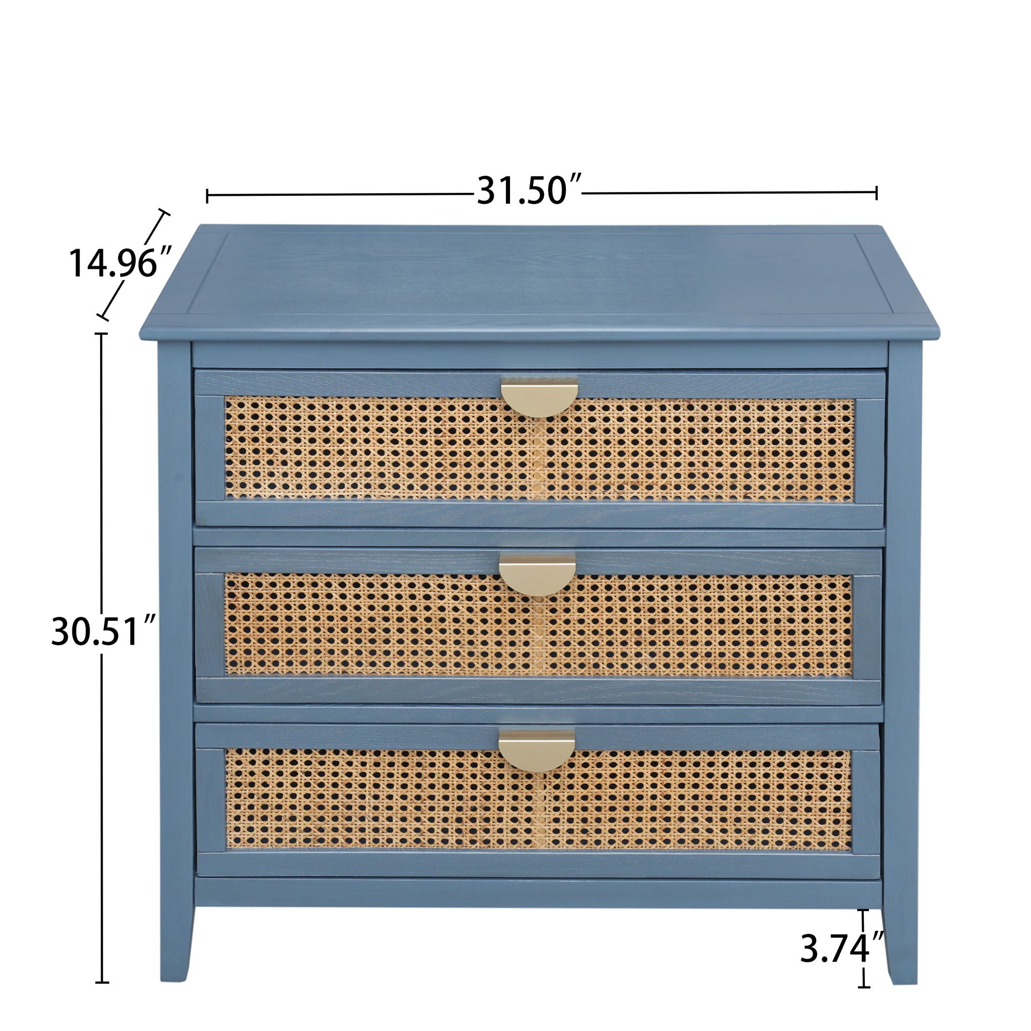 3 Drawer Cabinet, Natural Rattan, American Furniture