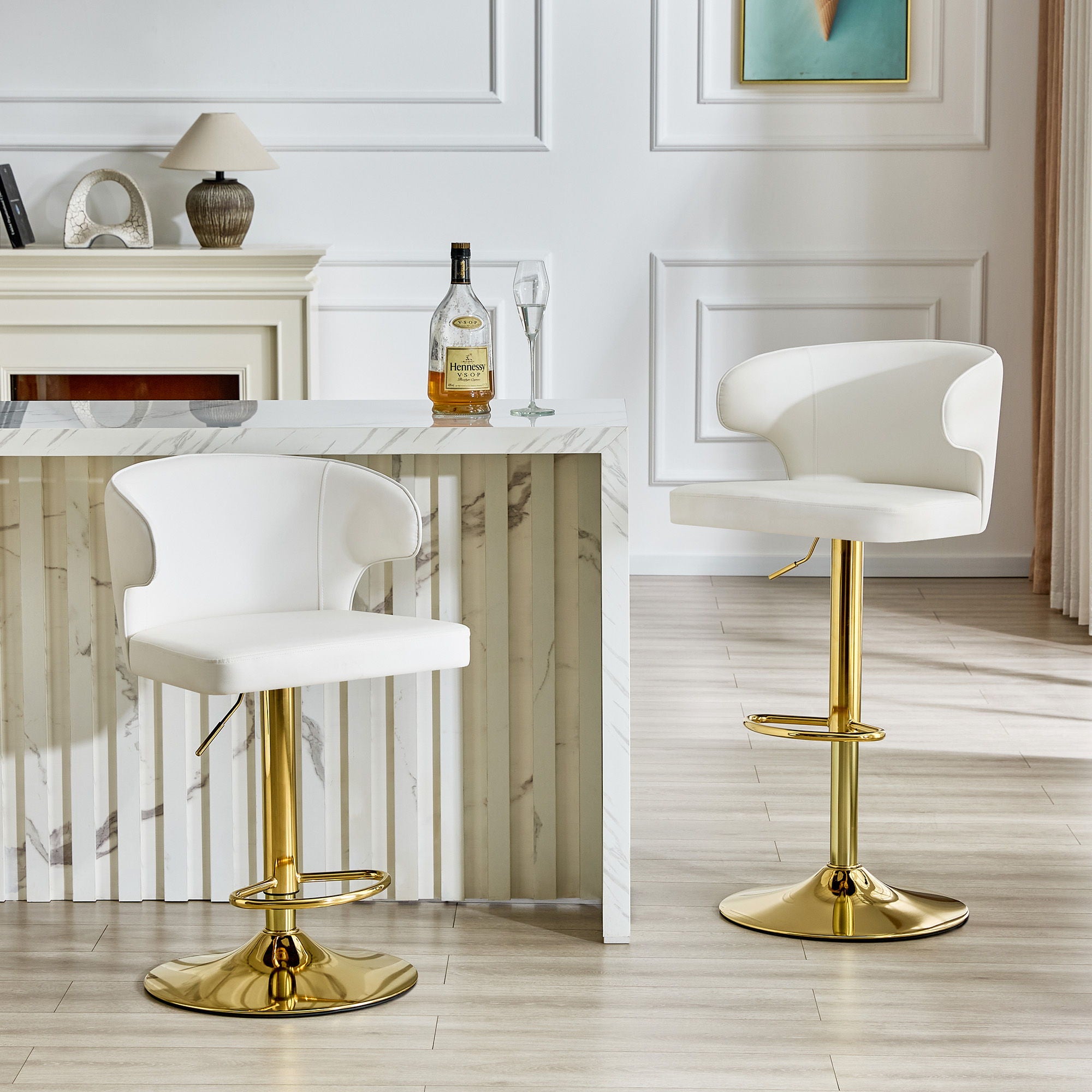 Adjustable Swivel Bar Chair With High Back Support