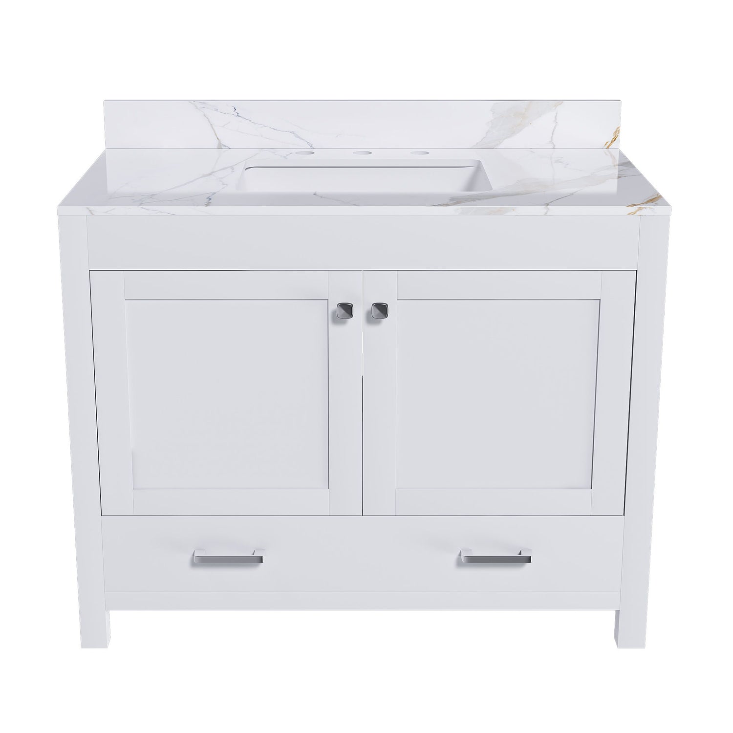 43" Bathroom Vanity, Multi Functional Cabinet With Doors And Drawer - White