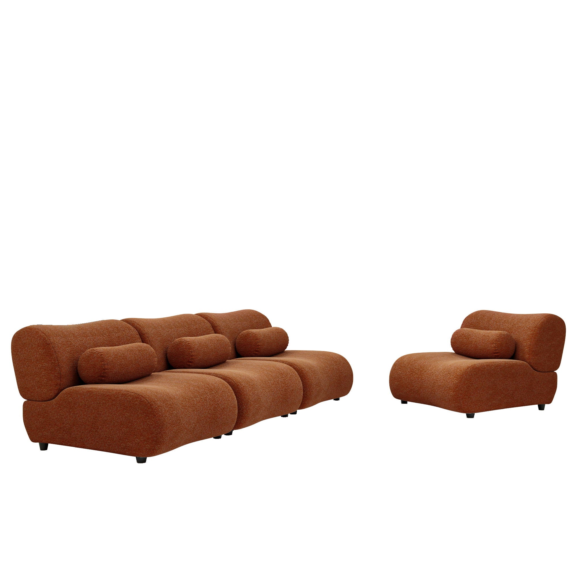 Modern L-Shaped Modular Sofa Set High Comfort Chenille Fabric
