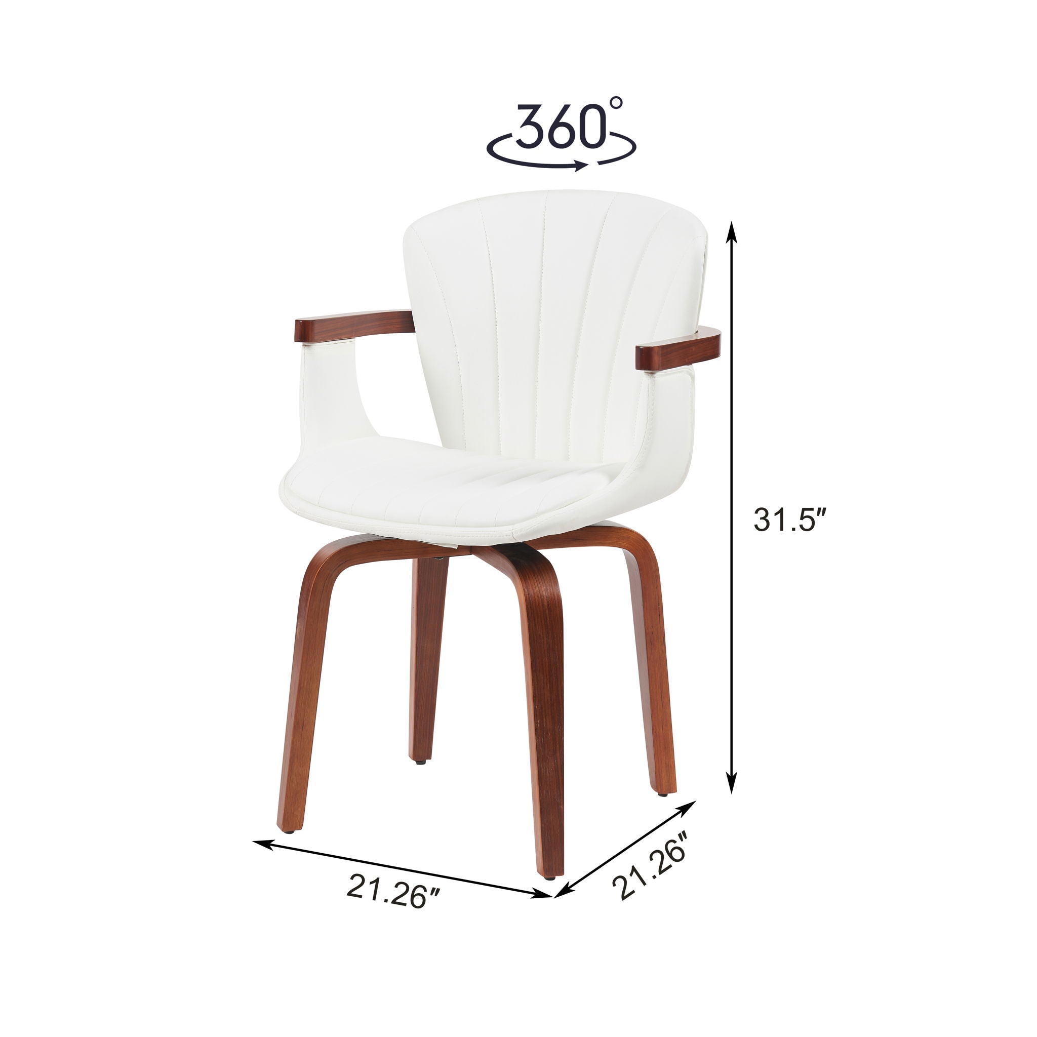 Bentwood Swivel Dining Chairs (Set of 2) - White / Walnut