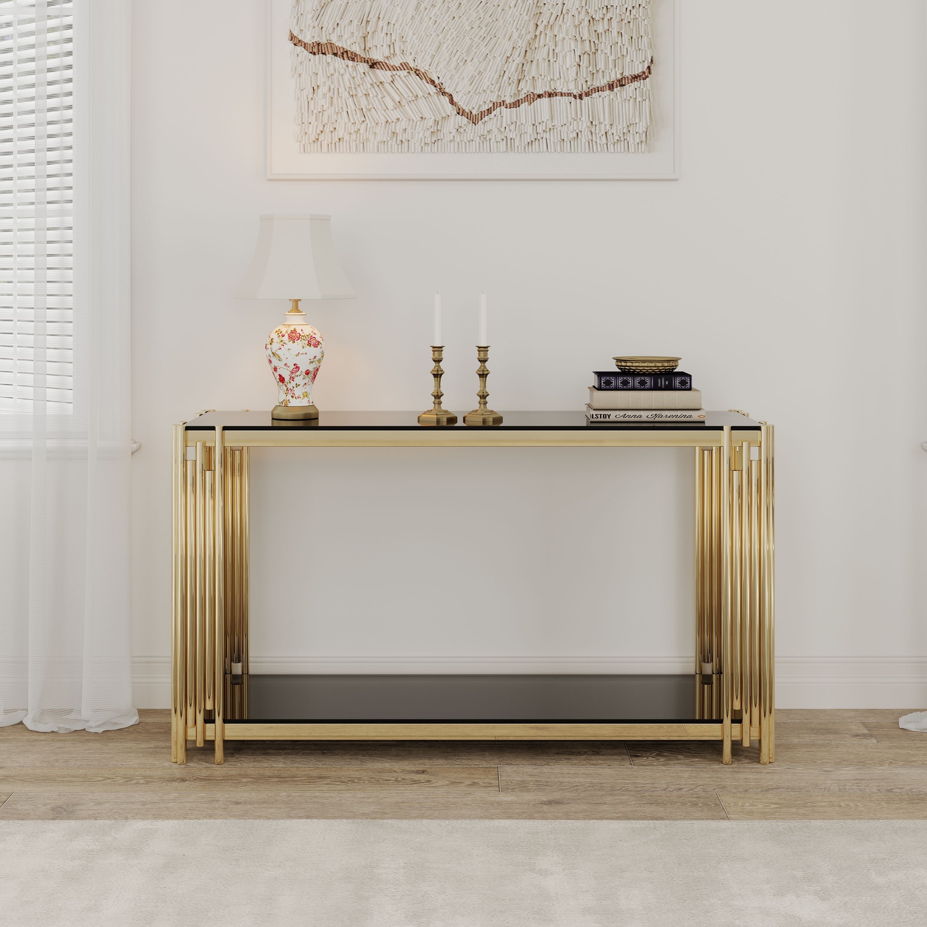 Square End Table With Tempered Glass Top For Living Room